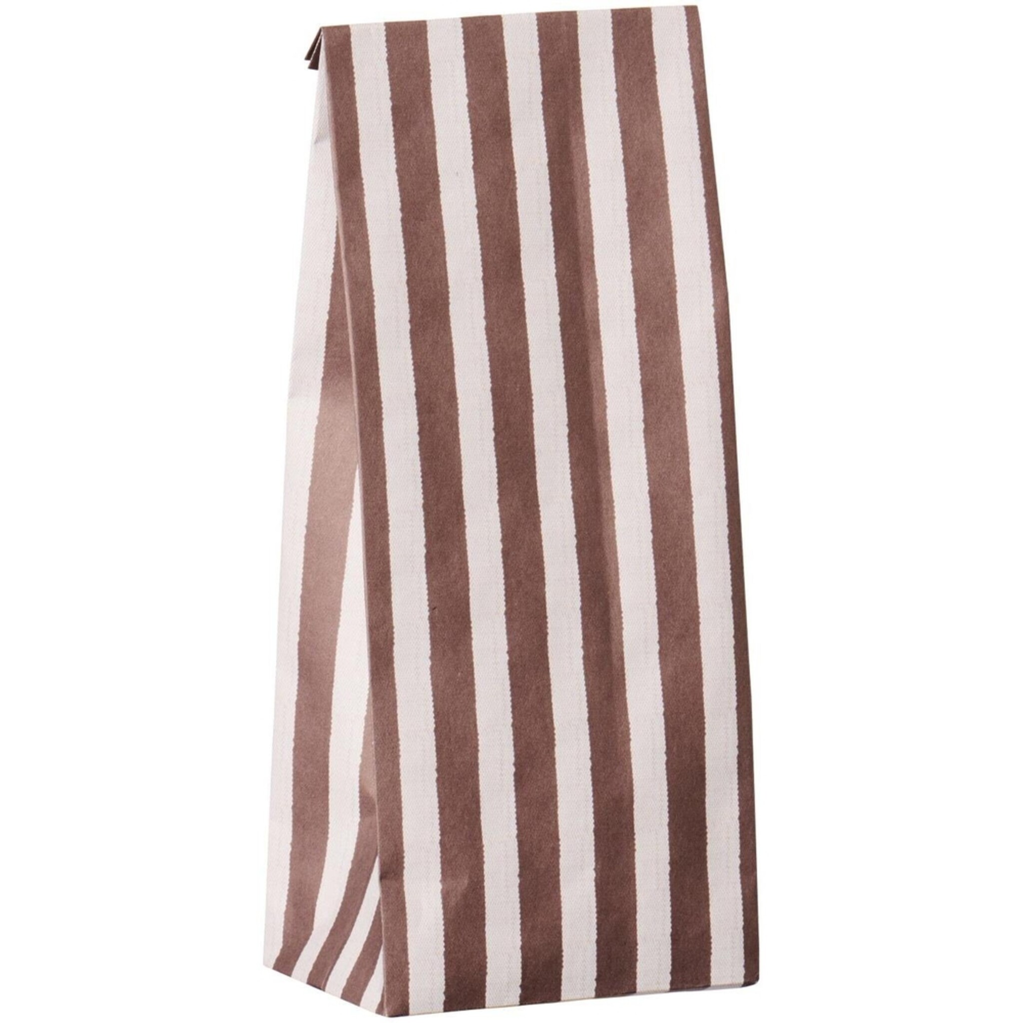 Buntfalttüte mit Streifen Textil-Look, braun 9 x 6 x 22.5 cm