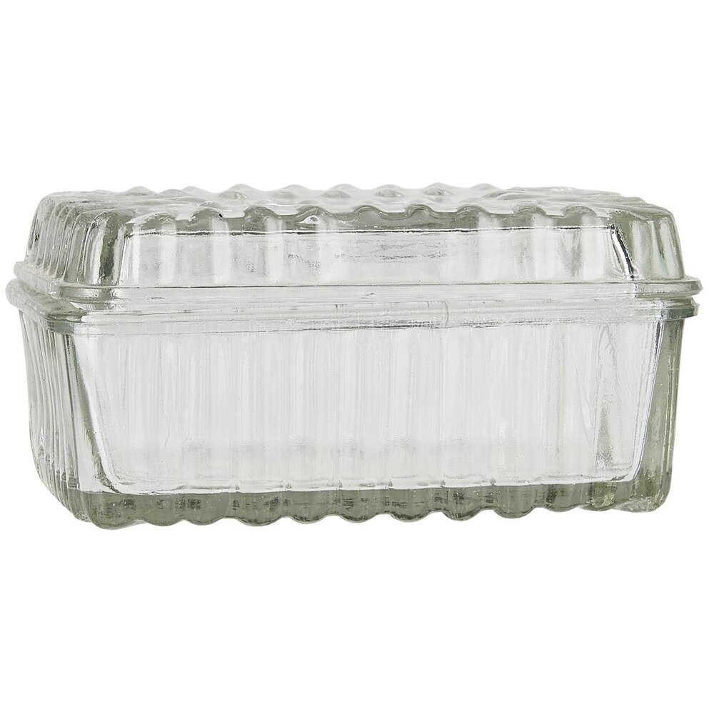 Butterbox mit Rillen aus Glas, farblos 
