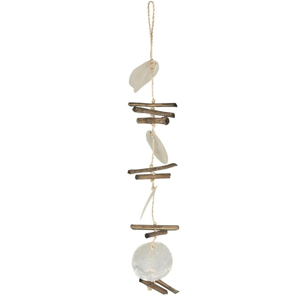 Deko Aufhänger mit Strandmuscheln und Holzstäbchen, natur 