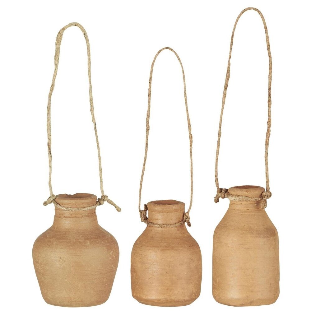 Deko Flasche mit Schnur 3er Set UNIKA, braun 