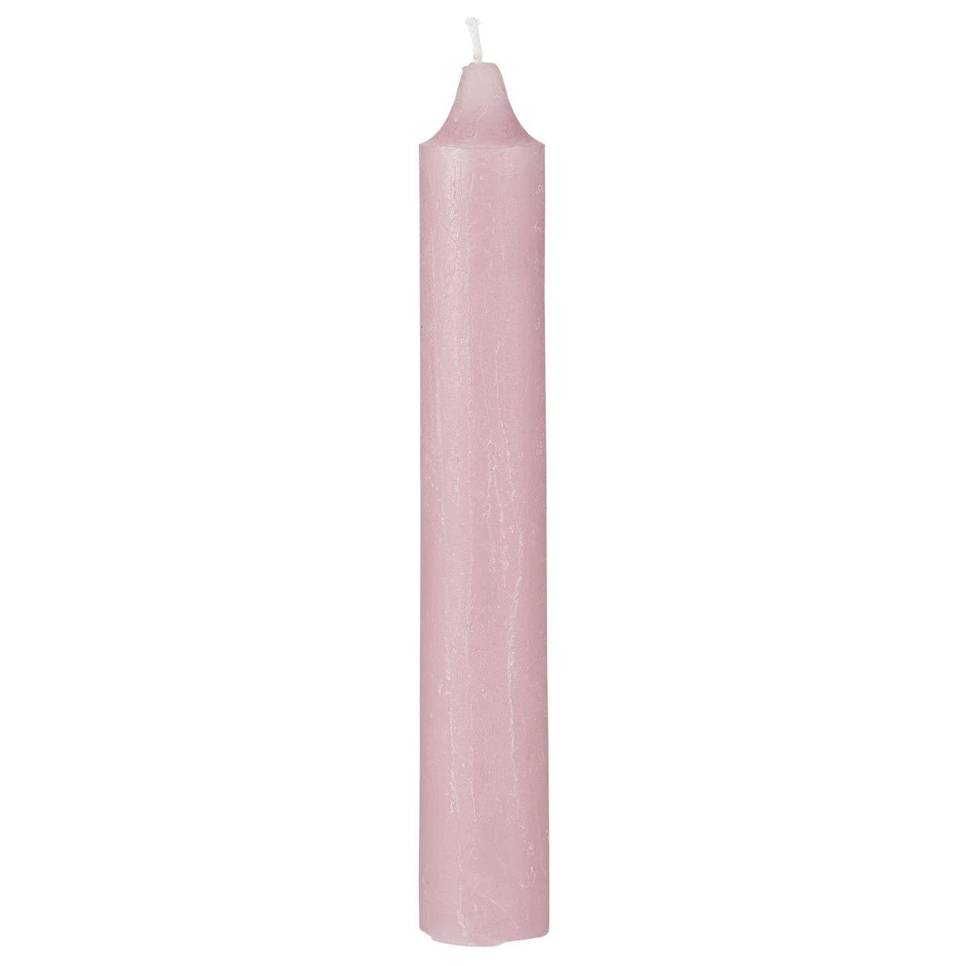 Dickere Rustikale Stabkerze 25 cm, Ø 3,8 cm, hellrosa 