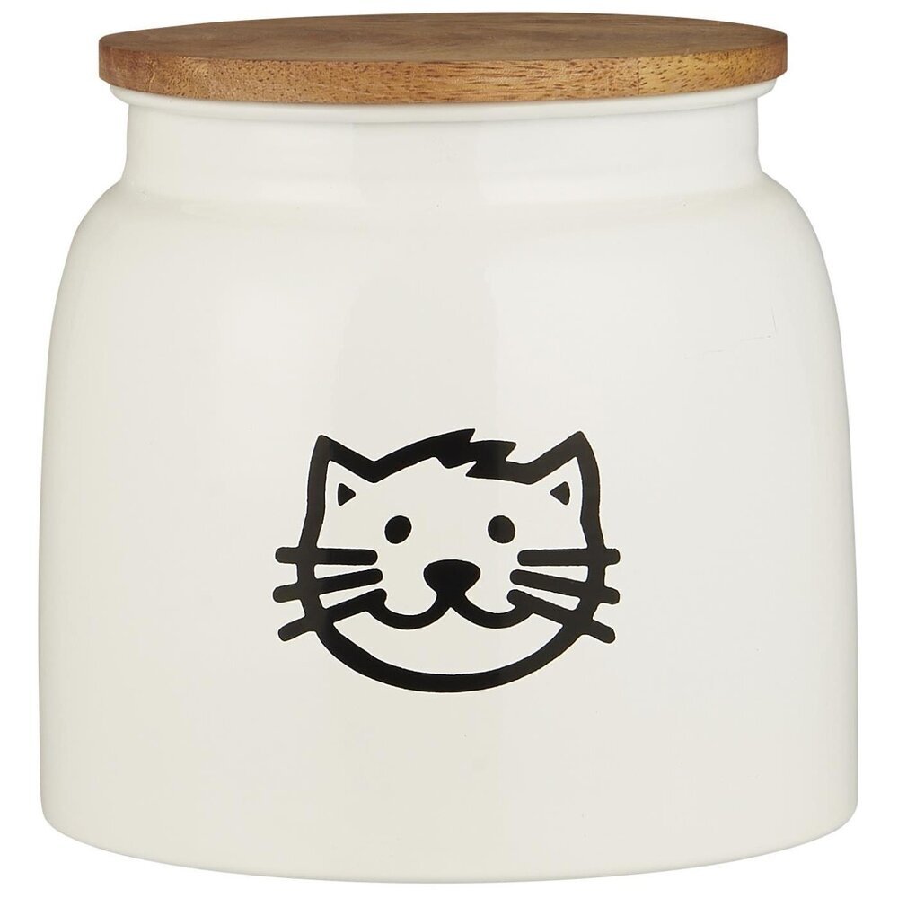 Dose für Katzenfutter mit Holzdeckel, weiss 
