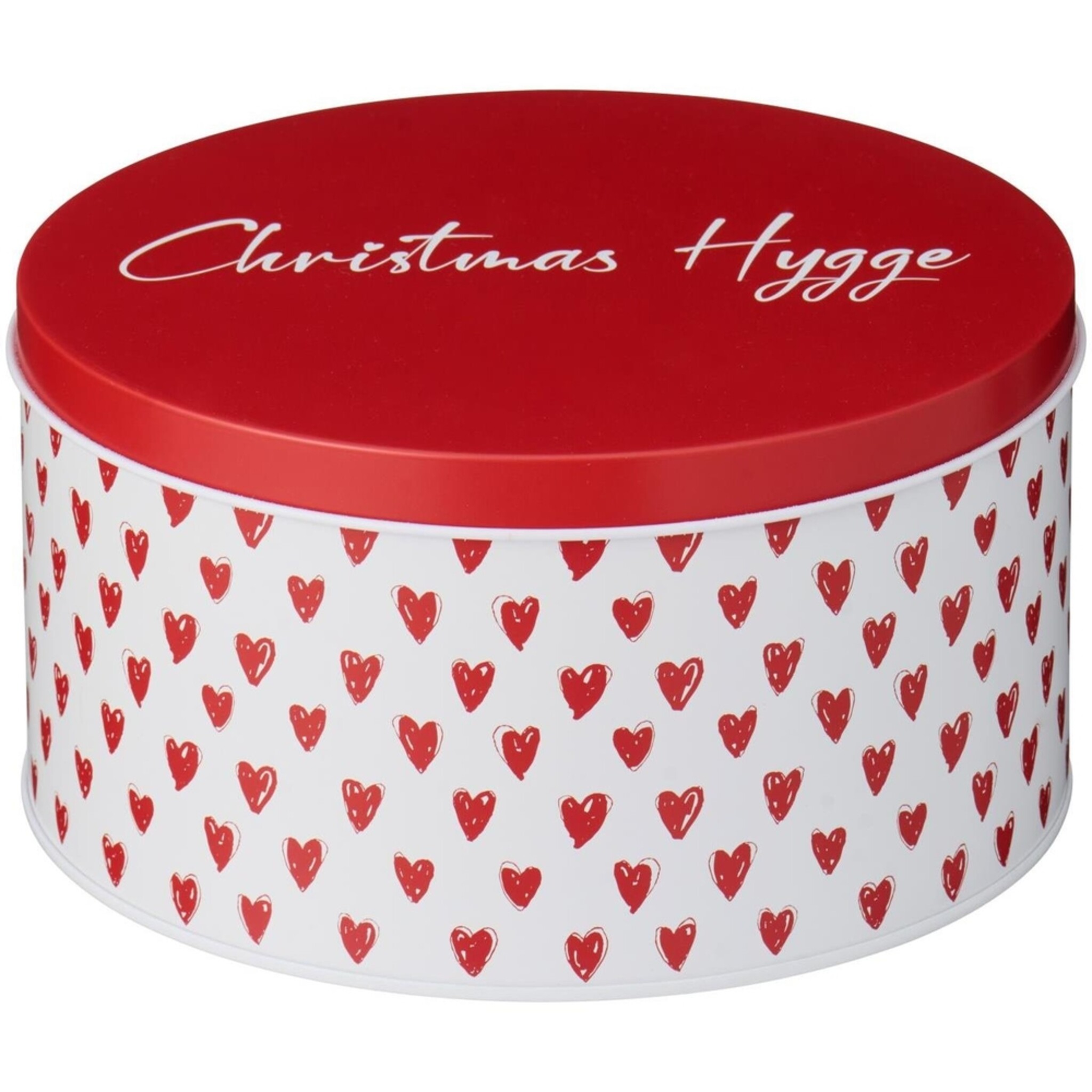 Metalldose My Nostalgic Christmas mit Herzen, rot Ø 16,8 x H 9 cm