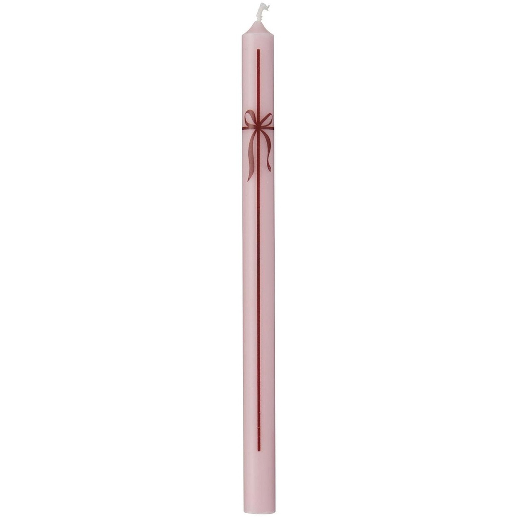 Dünne Stabkerze Celia Hellrosa mit Schleife 20 cm
