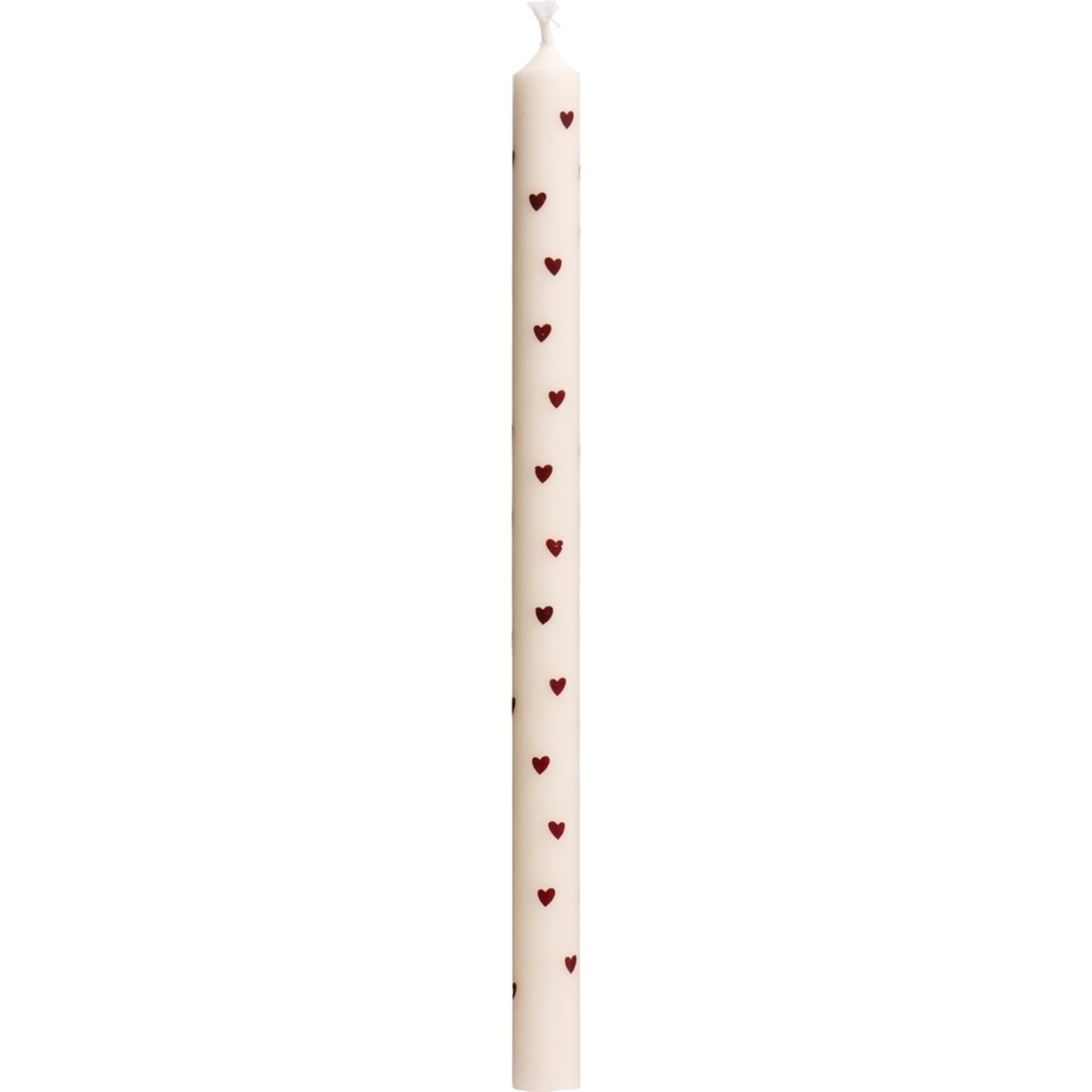 Dünne hohe Kerze mit Herzen, braun 
