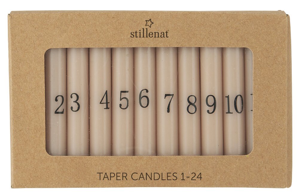 Dünne Kerzen 1-24 mit Zahlen, malva 