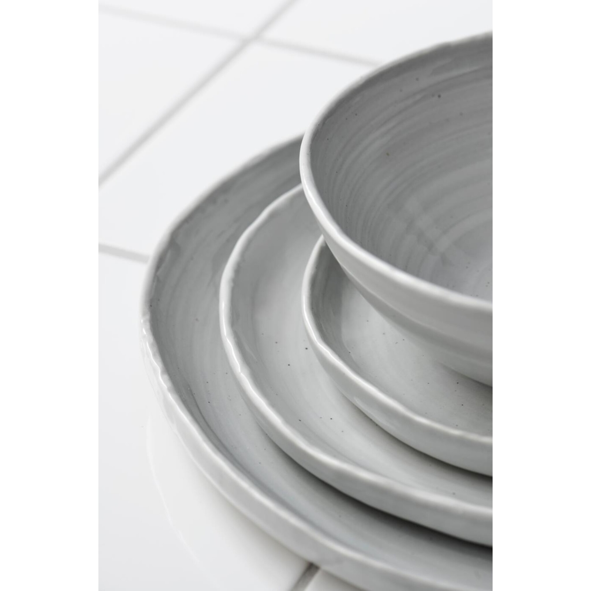 Frühstücksteller Grey Waves aus Steingut, grau 