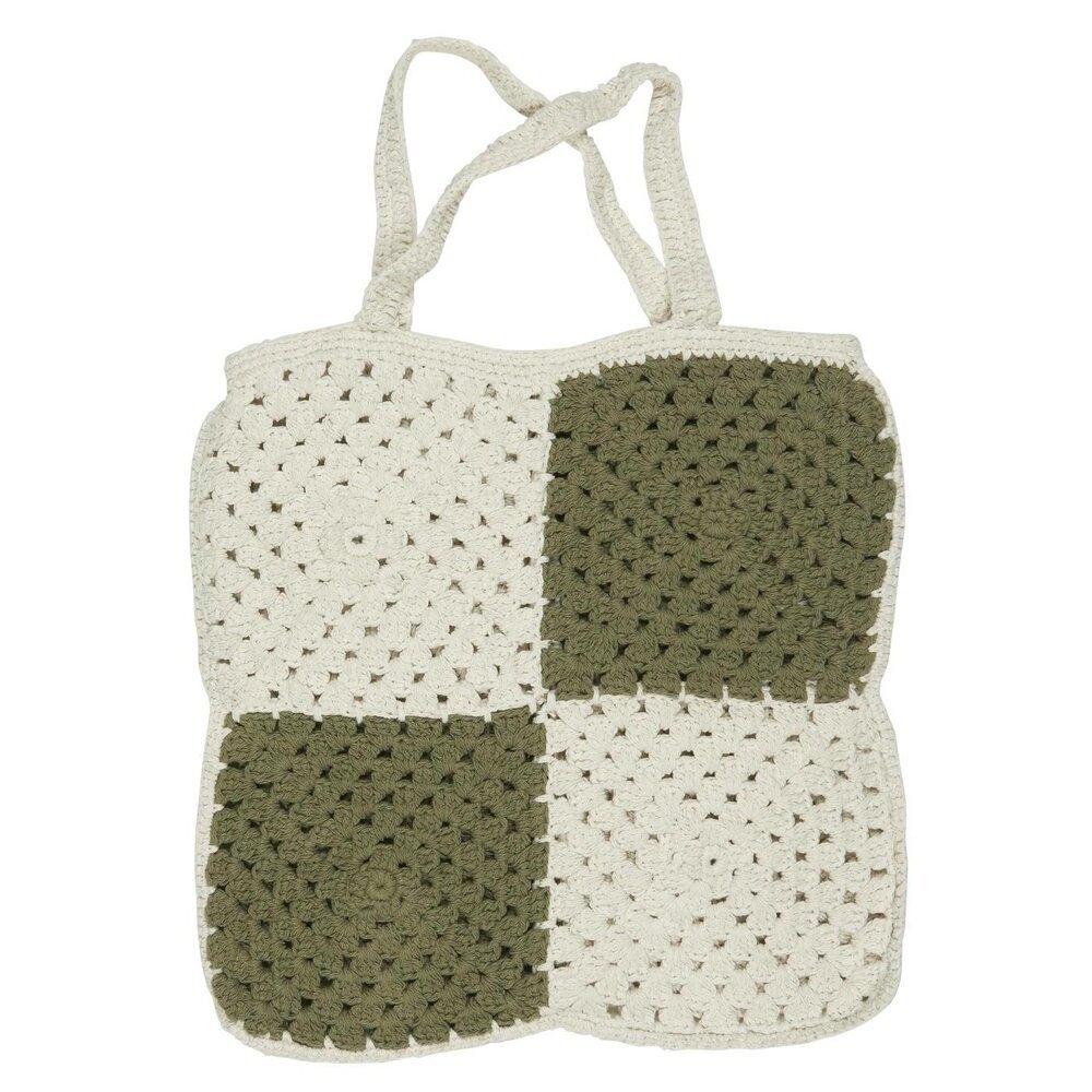 Gehäkelte Tasche mit Karomuster, grün 