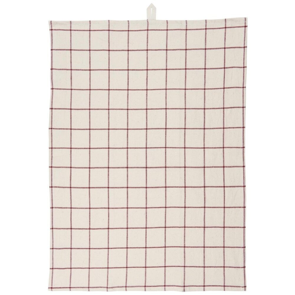 Geschirrtuch Vera mit grossen roten Karos, beige 
