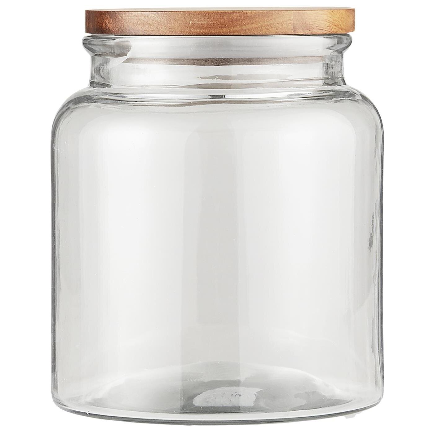 IB Laursen Glas Behälter mit Holzdeckel, farblos Höhe 18,5 cm, Ø 16 cm, 2350 ml