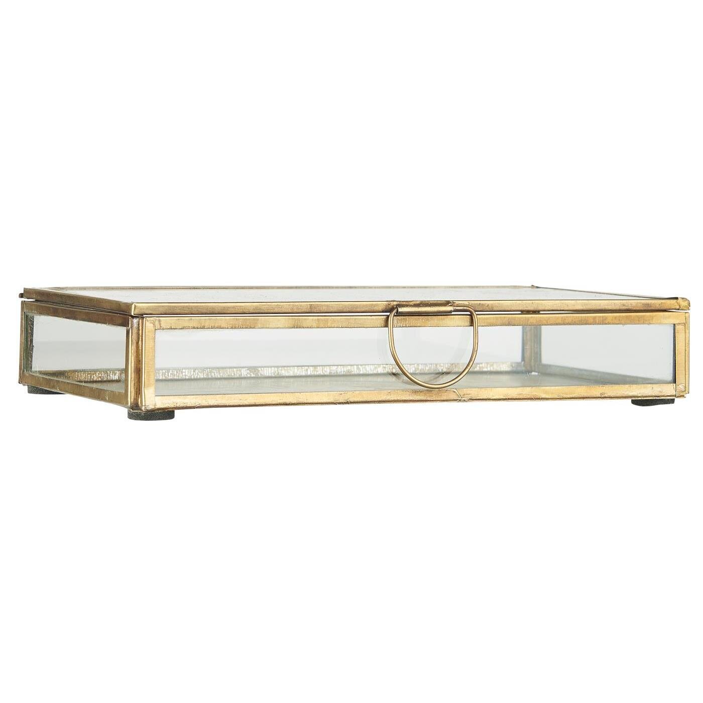 Glasbox mit Deckel Solitaire länglich, gold 