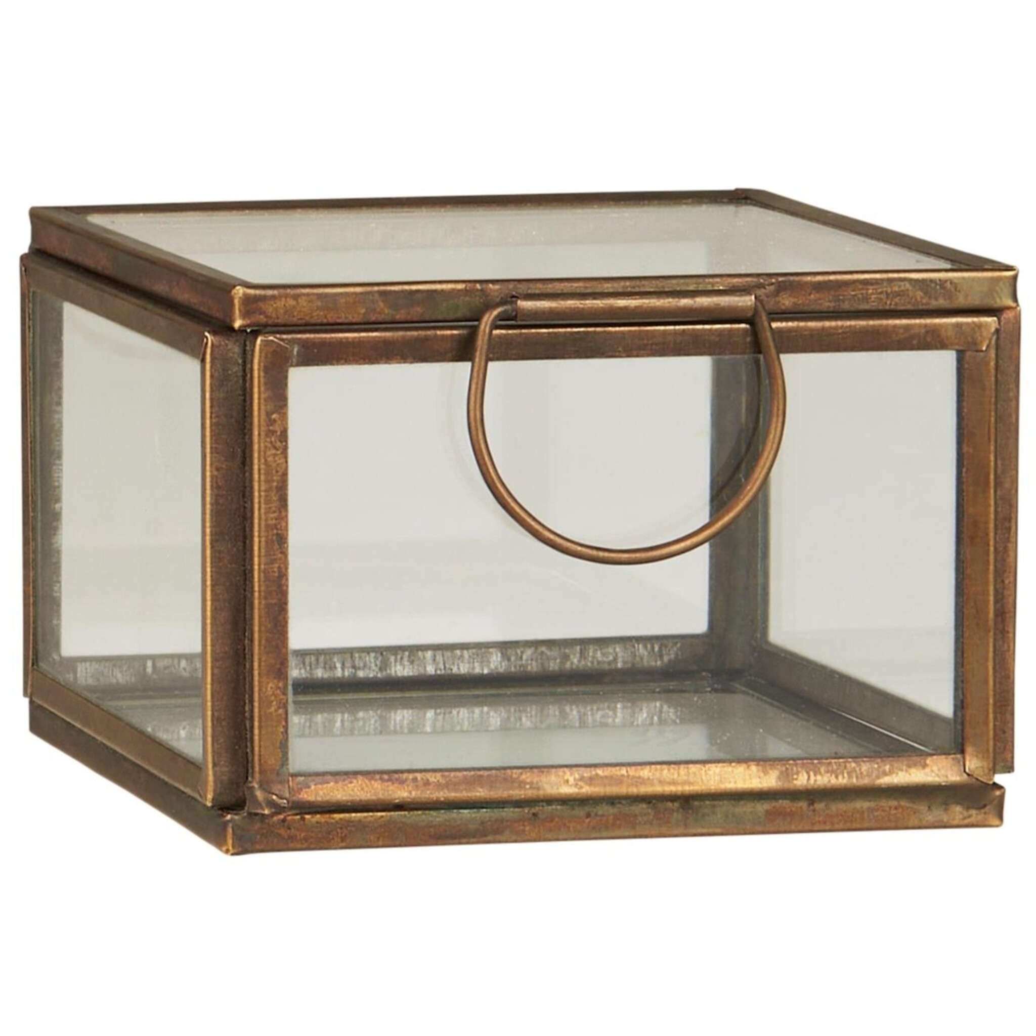 Glasbox mit Metallrahmen, metallisch 8 x 8 x 5.5 cm