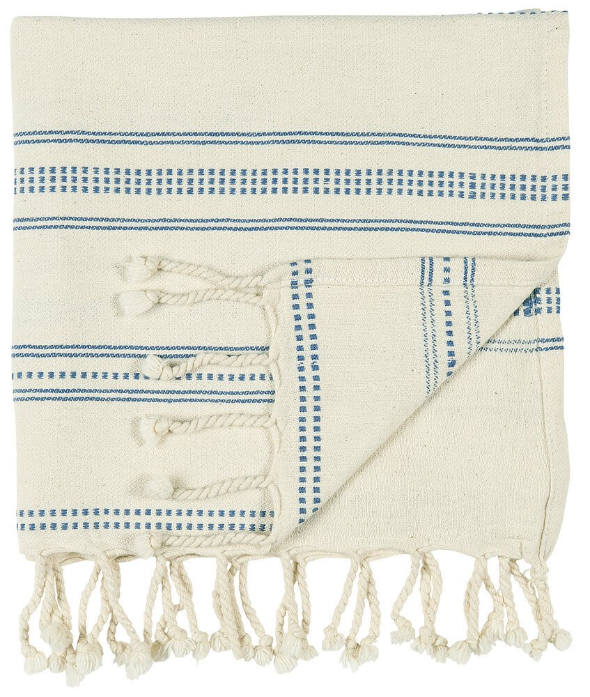 Hammam Handtuch mit Fransen, blau 100 x 50 cm