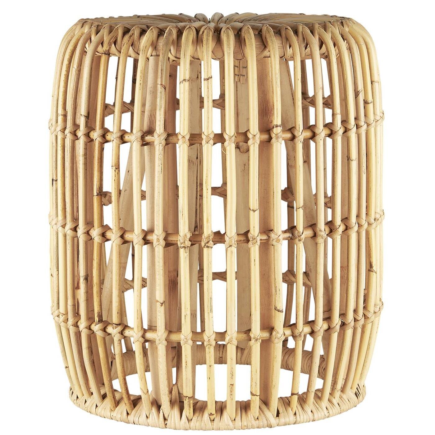 Hocker rund aus Rattan, natur 