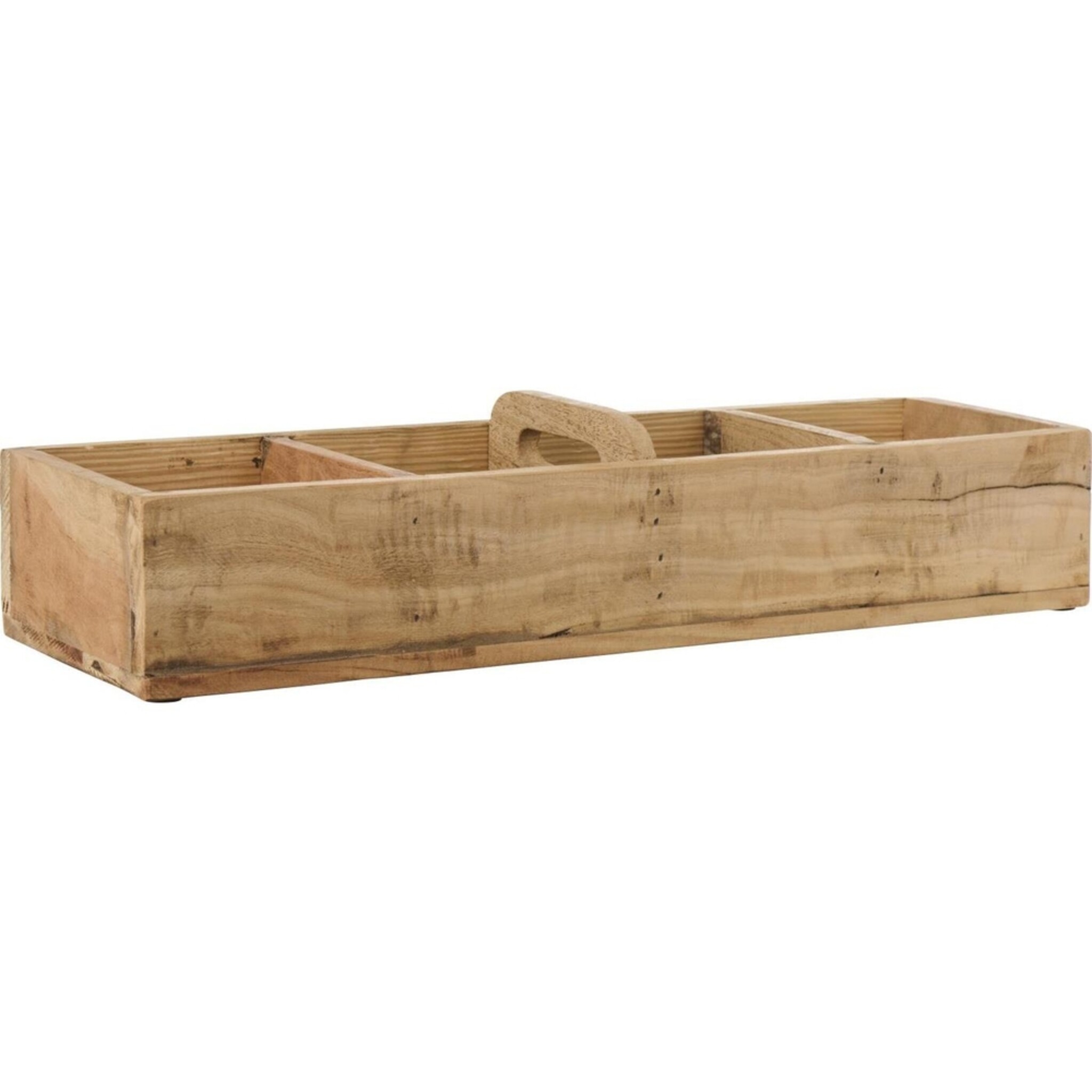 Holz-Kiste mit Fächern und Quergriff Unika, natur 60 x 18 x 12 cm