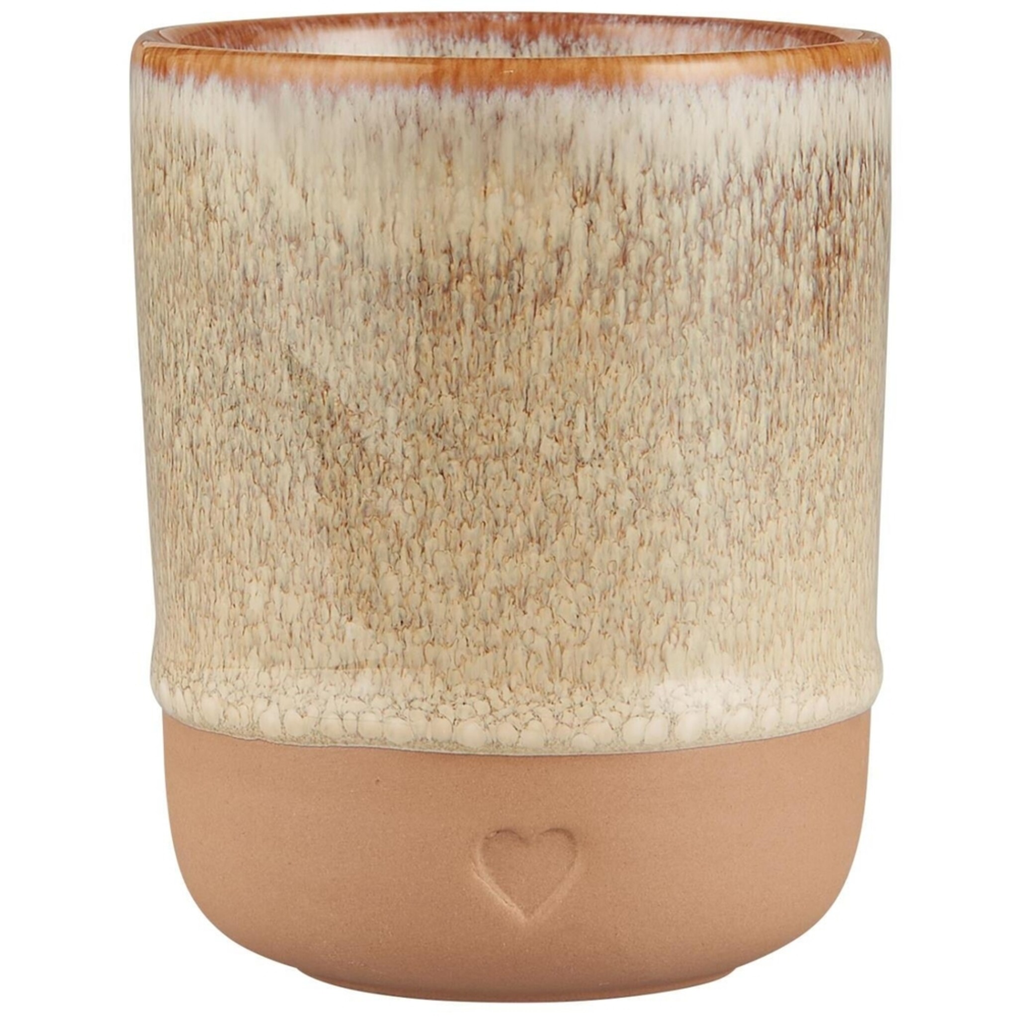 Keramik Becher ohne Henkel Heart, braun 