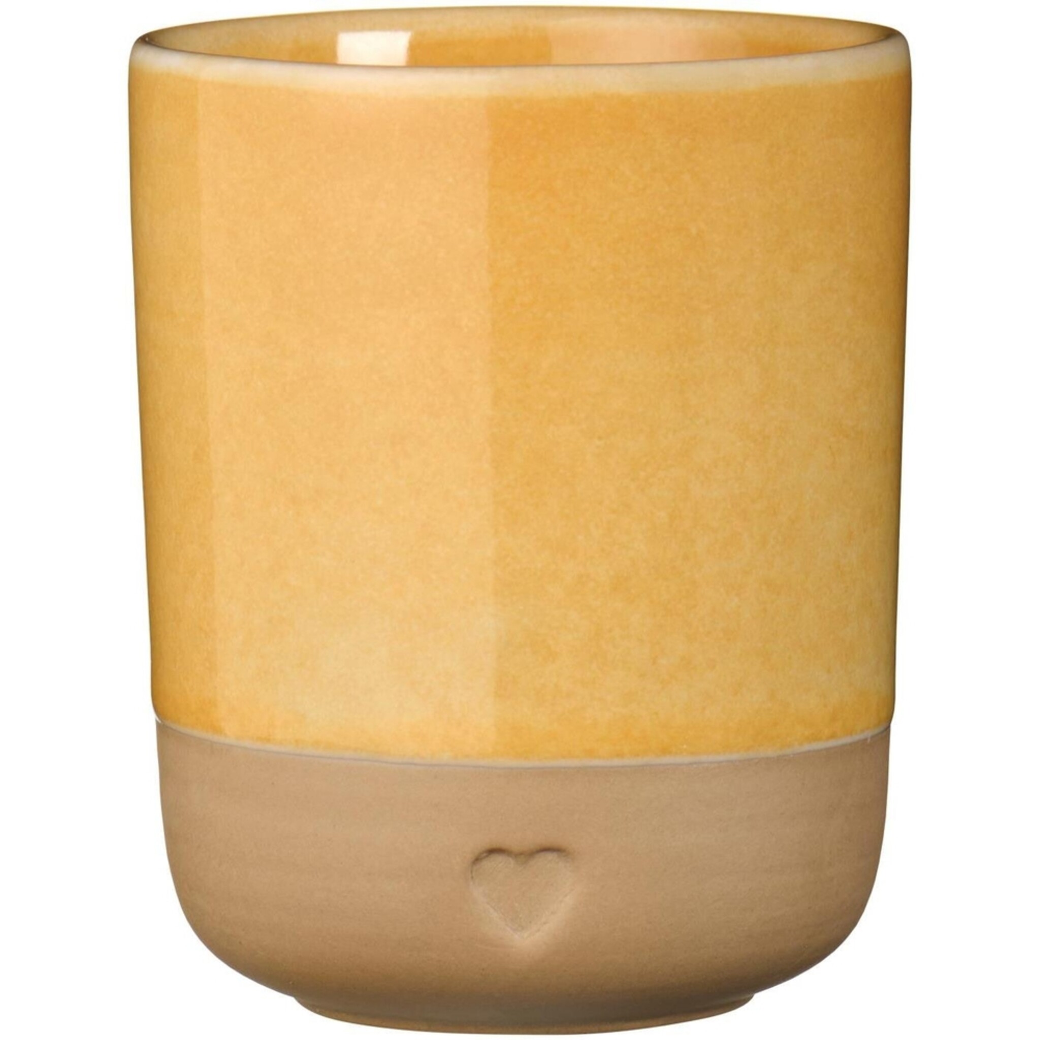 Keramik Becher ohne Henkel Heart, gelb 