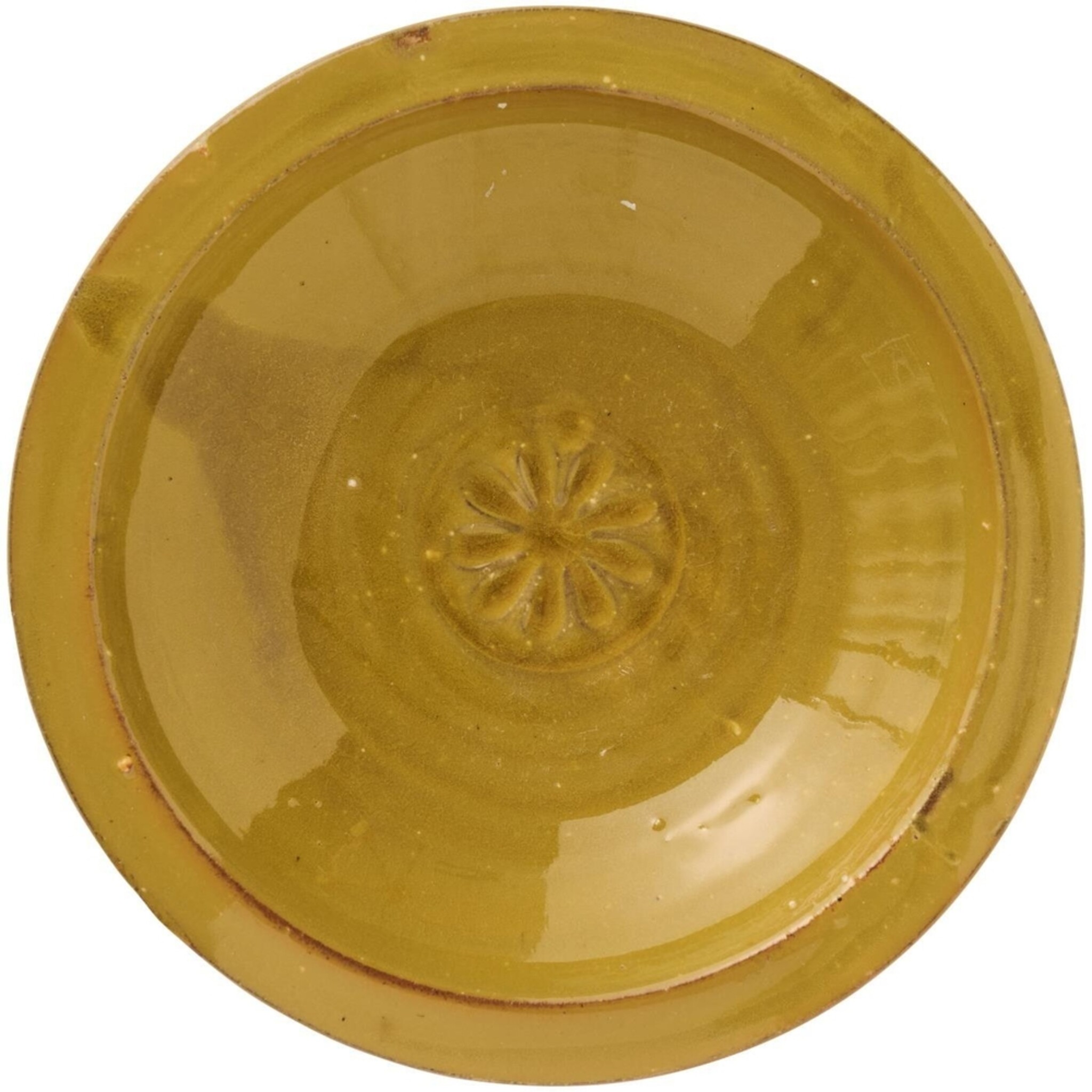 IB Laursen Keramik Deko-Schale Avignon mit Blume, mustard 