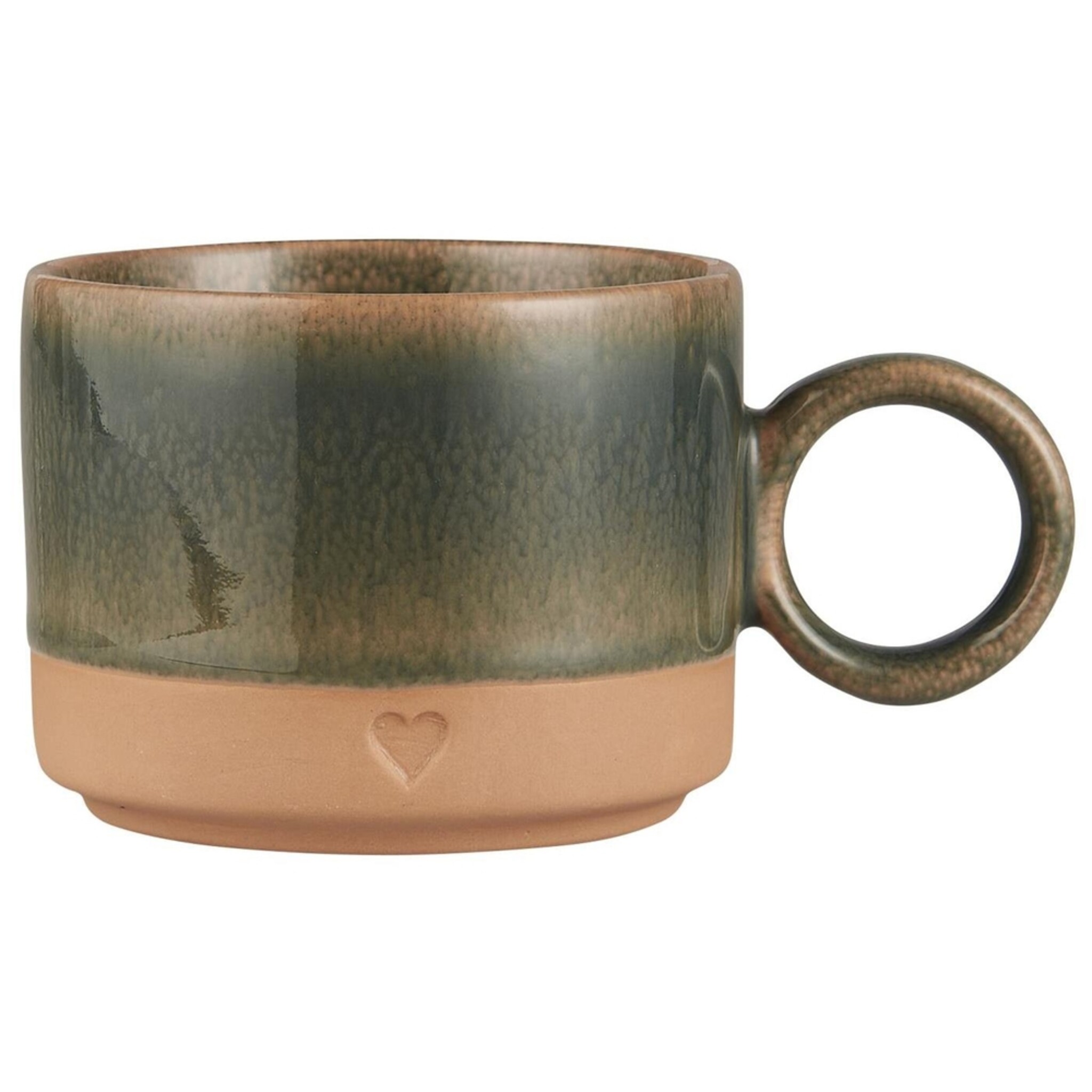 Keramik Tasse mit Henkel Heart, grün 