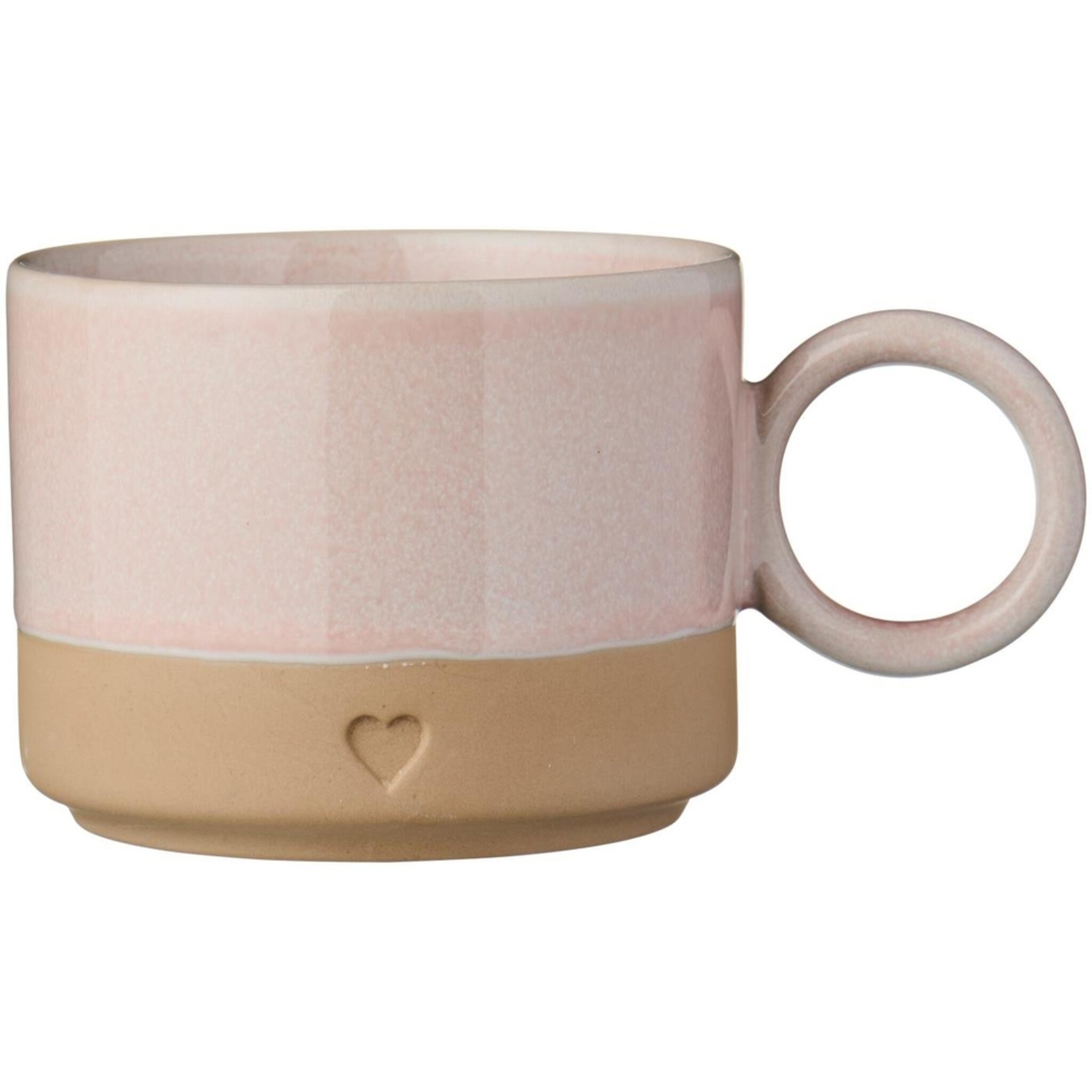 Keramik Tasse mit Henkel Heart, rosa 