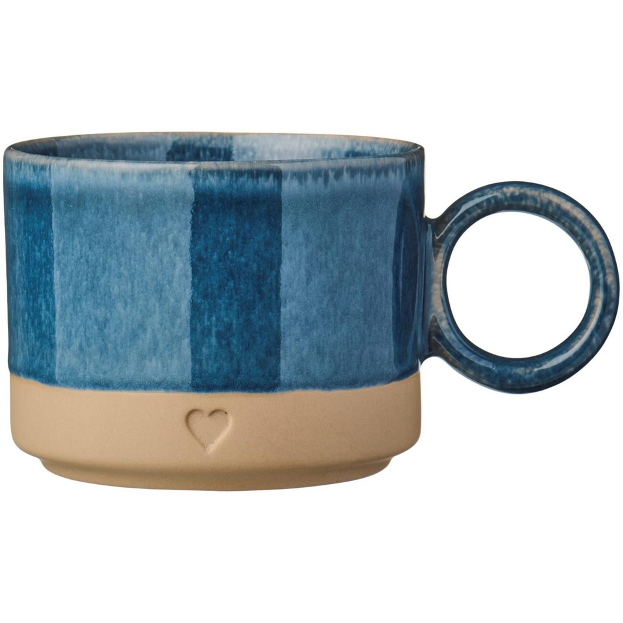 Keramik Tasse mit Henkel Heart, blau 