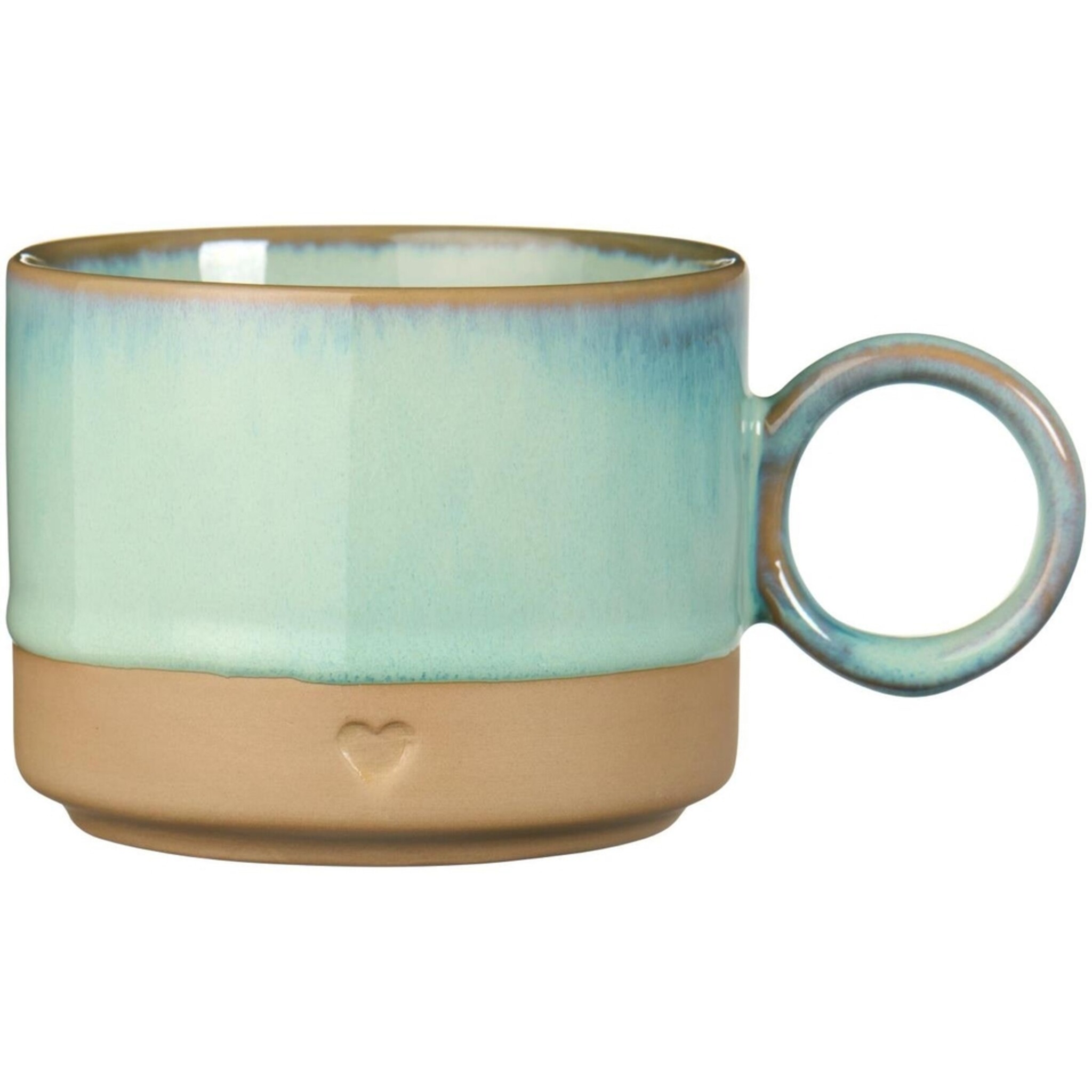 Keramik Tasse mit Henkel Heart, hellgrün 