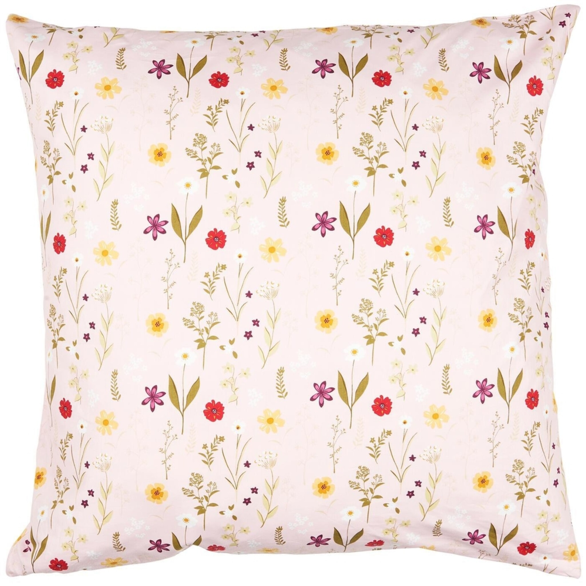 Kissenbezug rosa mit Gartenblumen, rosa 