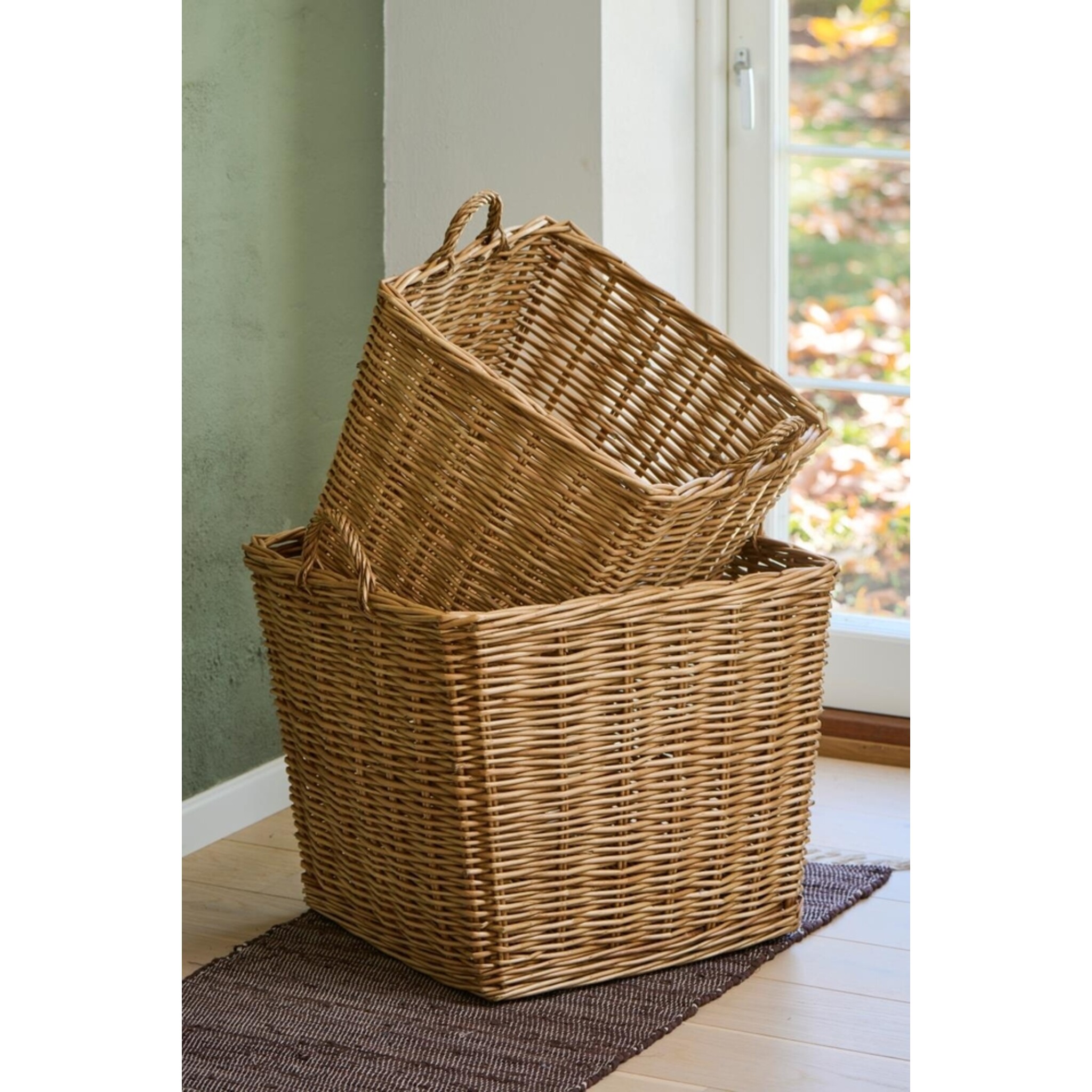 IB Laursen Korbsatz aus Vollweide, viereckig (2er-Set), natur 