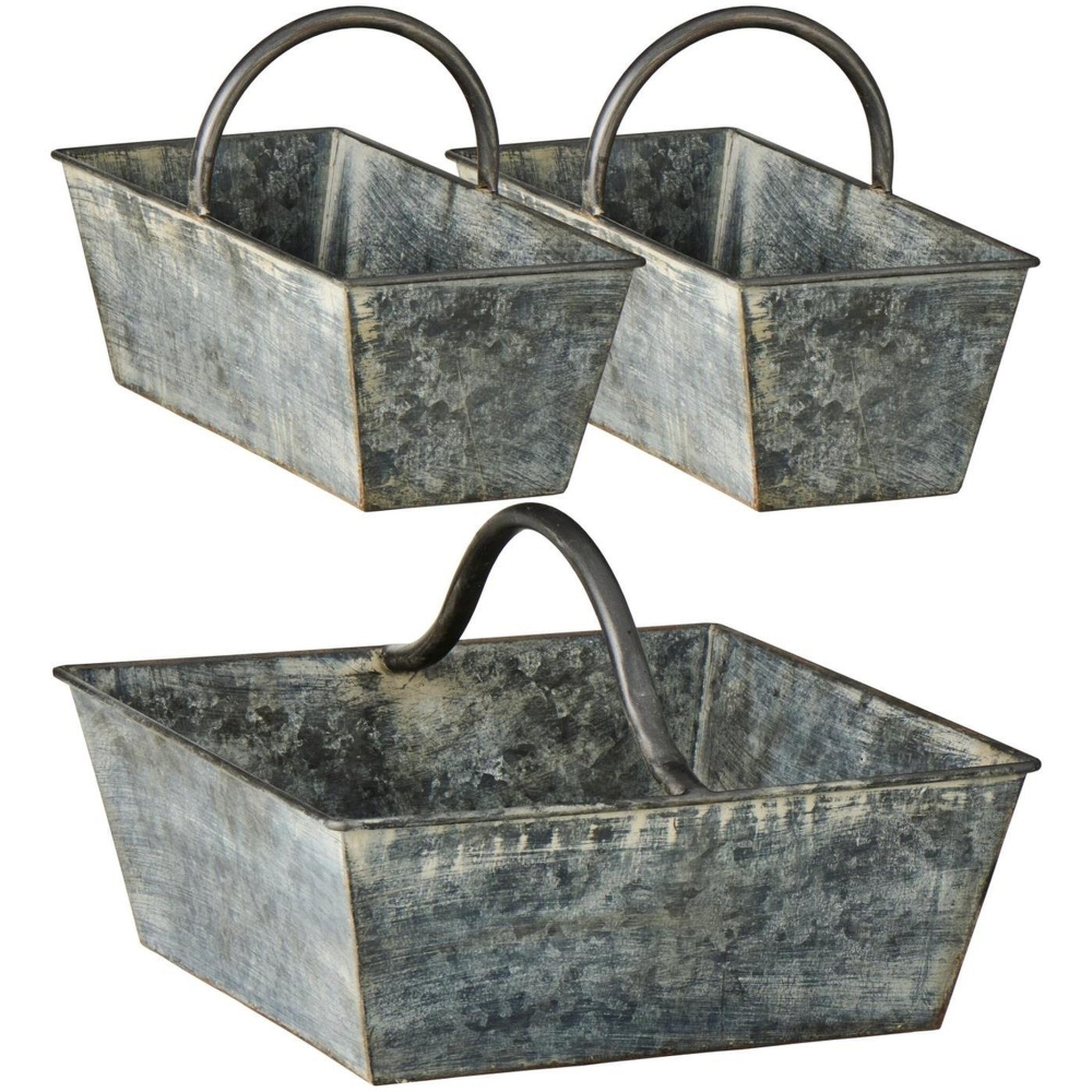 IB Laursen Metallkorb-Set Urban Garden Zinkgrau 3-teilig