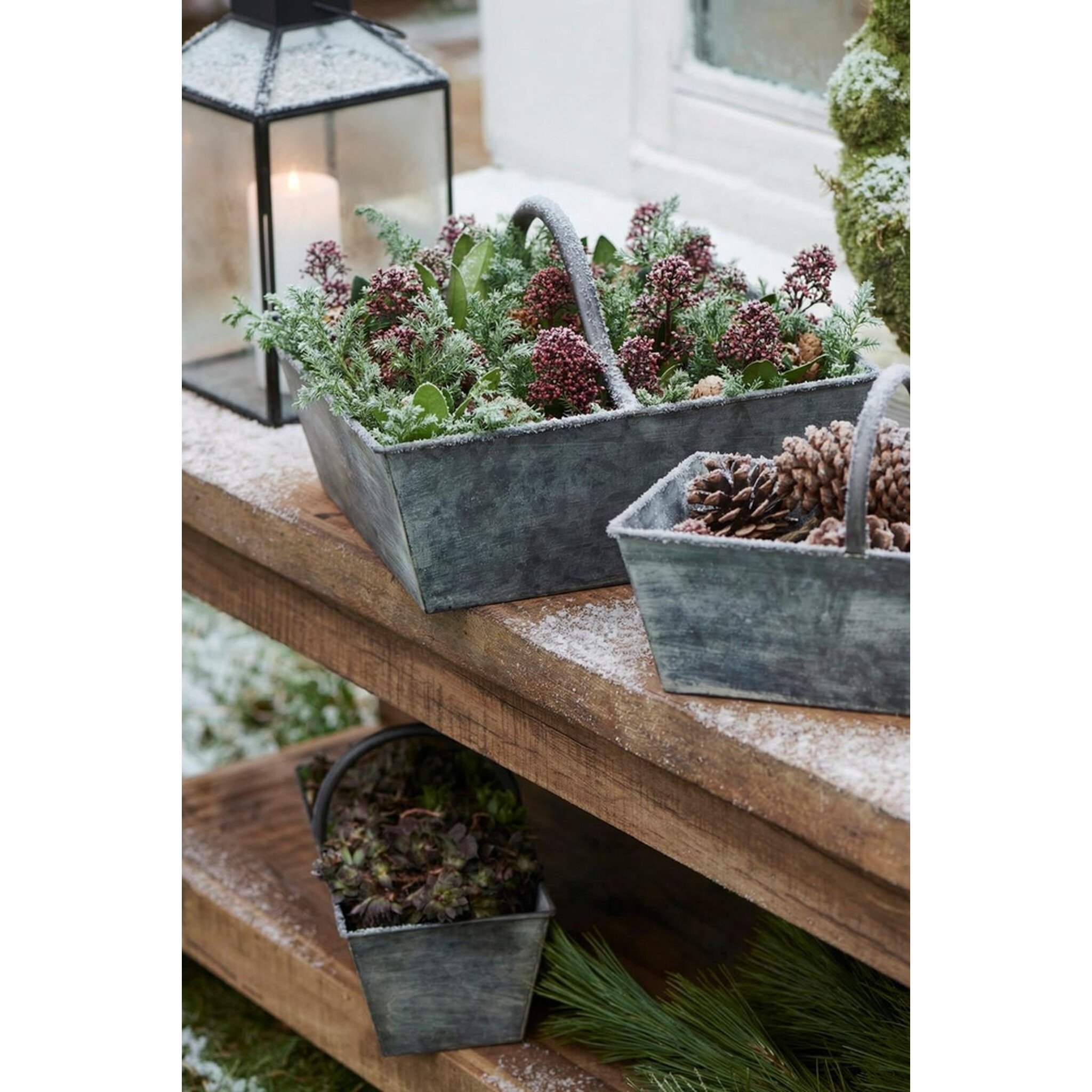 IB Laursen Metallkorb-Set Urban Garden Zinkgrau 3-teilig