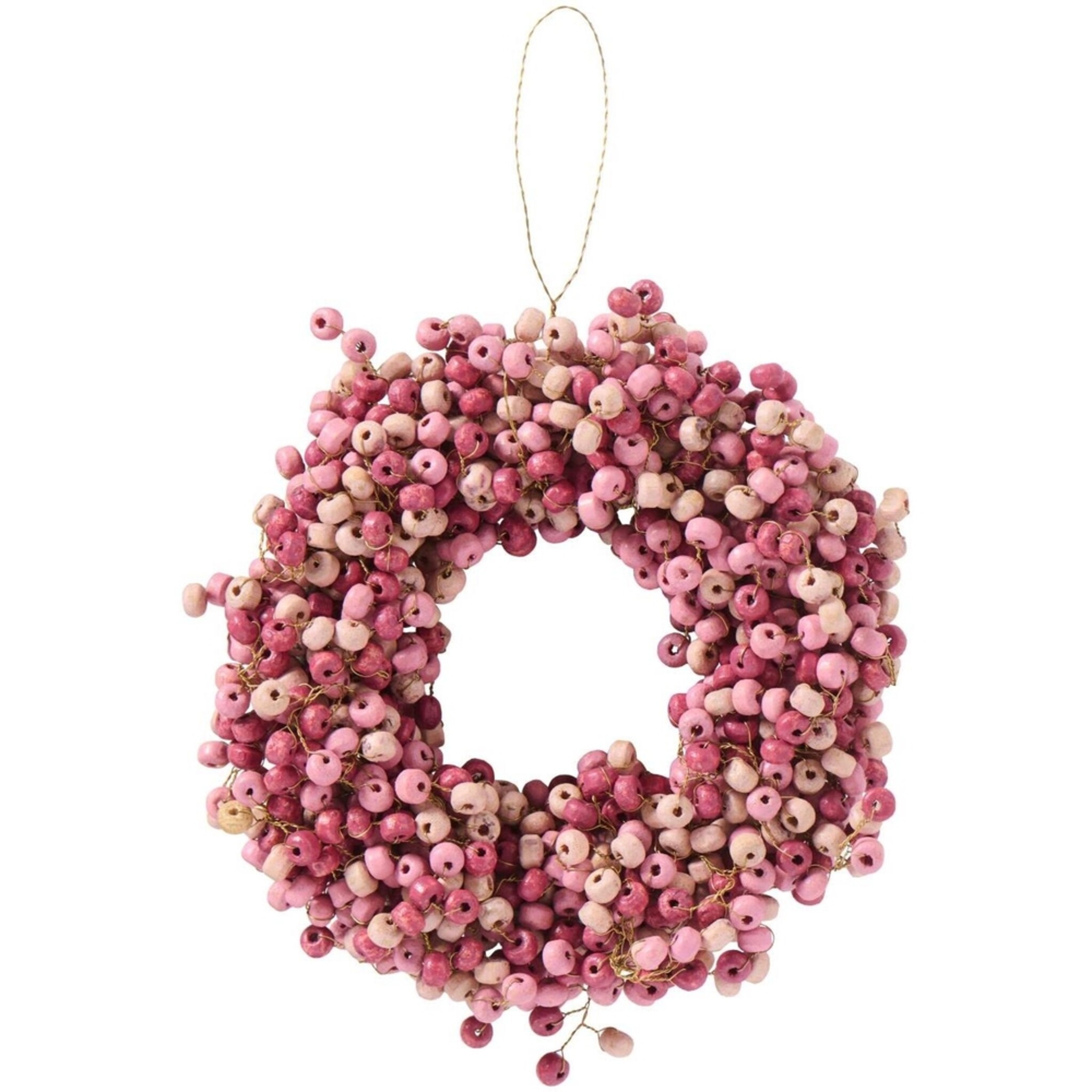 Kranz mit Holzperlen Stillenat handgefertigt, rosa Ø 13,5 cm, Höhe 3,5 cm