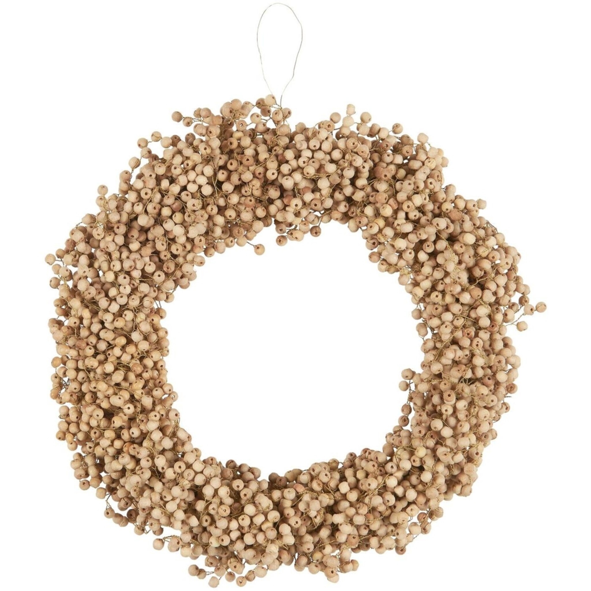 Kranz mit Holzperlen Stillenat handgefertigt, natur Ø 25 cm, Höhe 5 cm