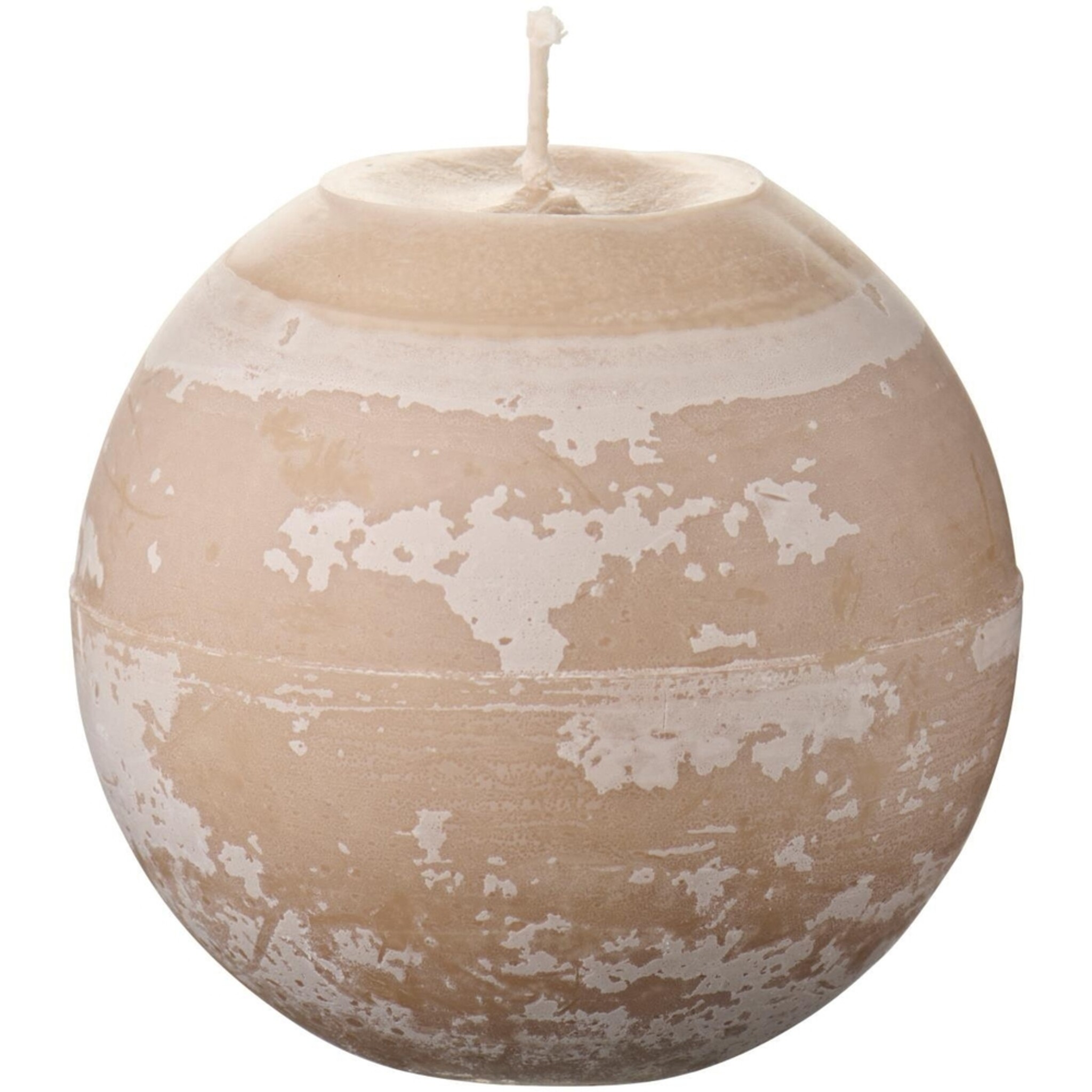 Kugelkerze rustikal, leinen Höhe 9, Ø 10 cm