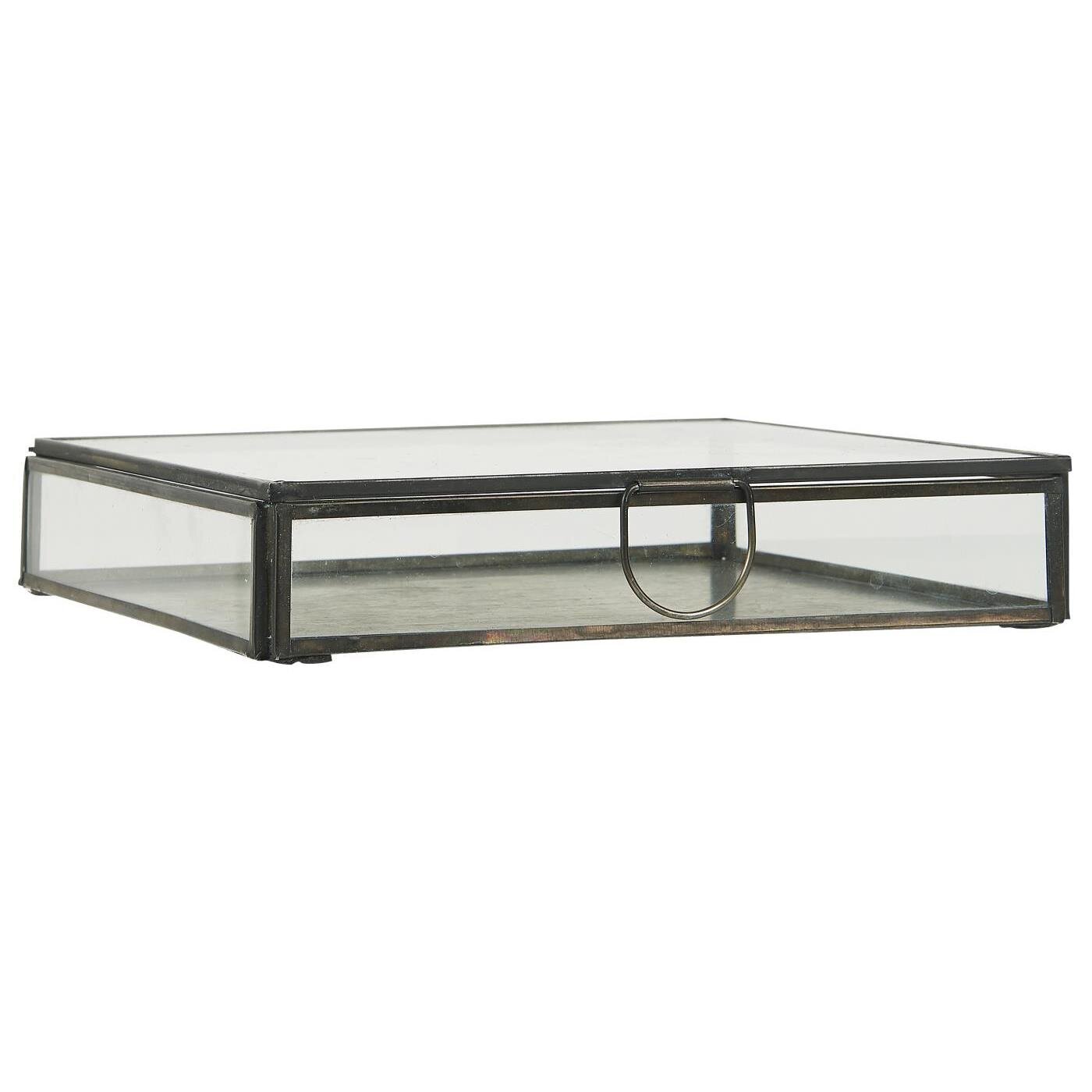 Längliche Glasbox mit Deckel Solitaire, schwarz 