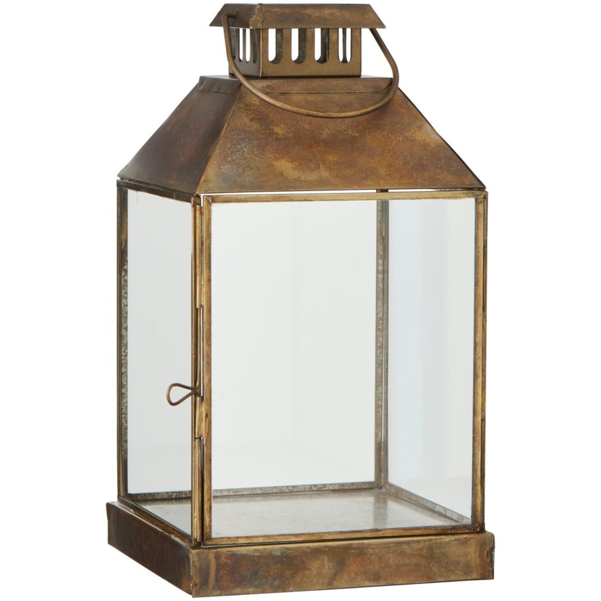 Laterne Oskar mit kantigem Schornstein, gold 15,4 x 15,4 x 28 cm