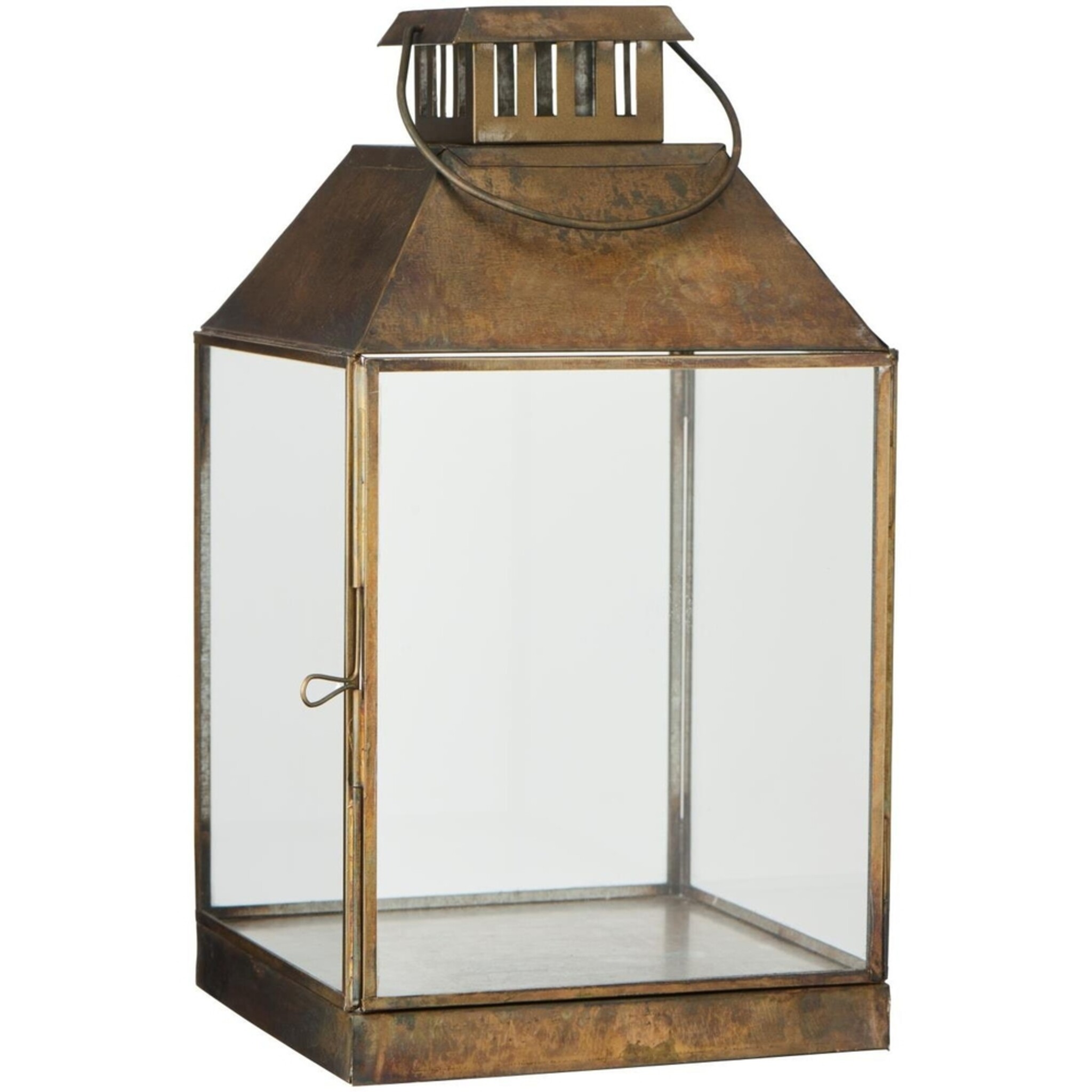 Laterne Oskar mit kantigem Schornstein, gold 18,5 x 18,5 x 34,5 cm