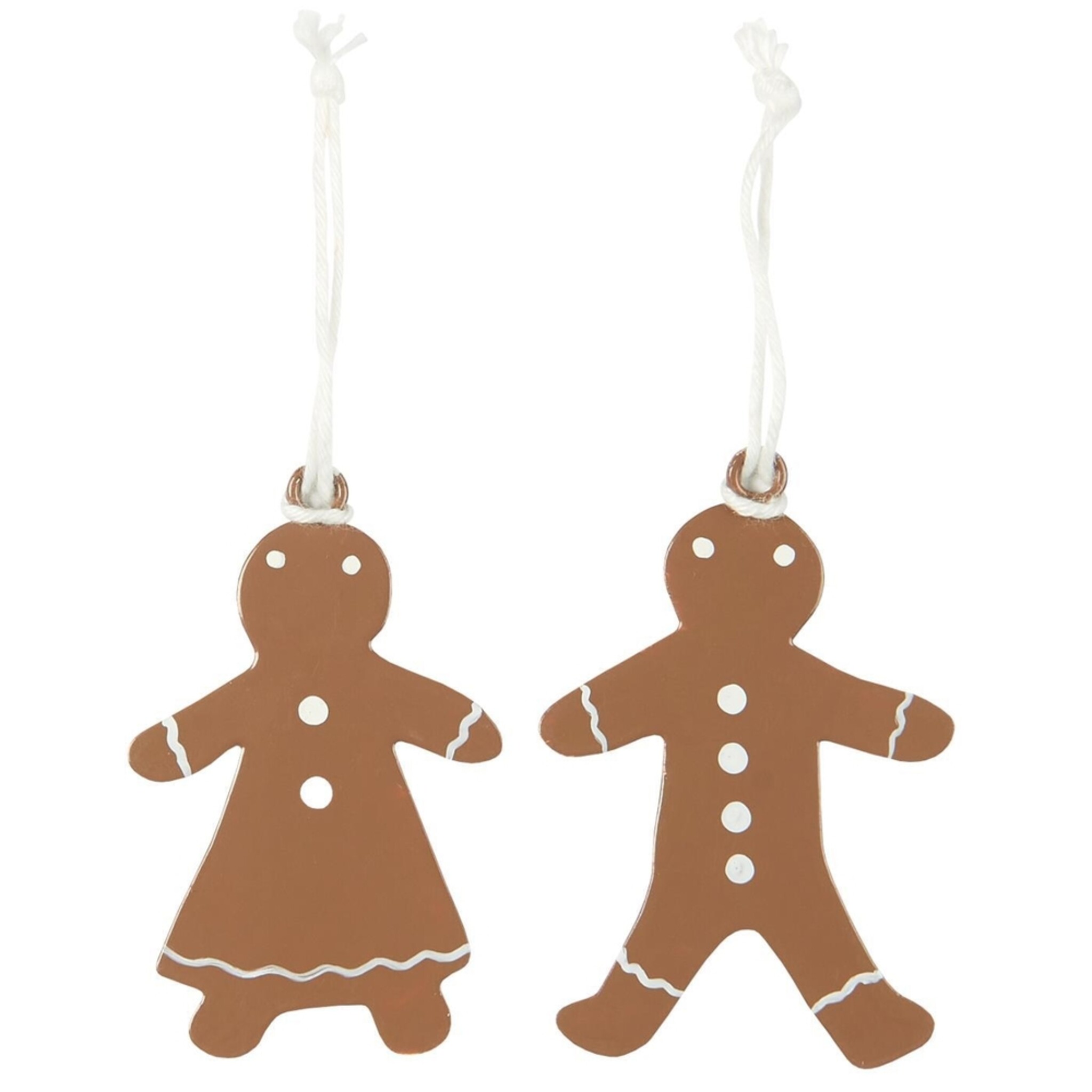 Lebkuchenpärchen Aufhänger aus Metall 2er Set, braun 