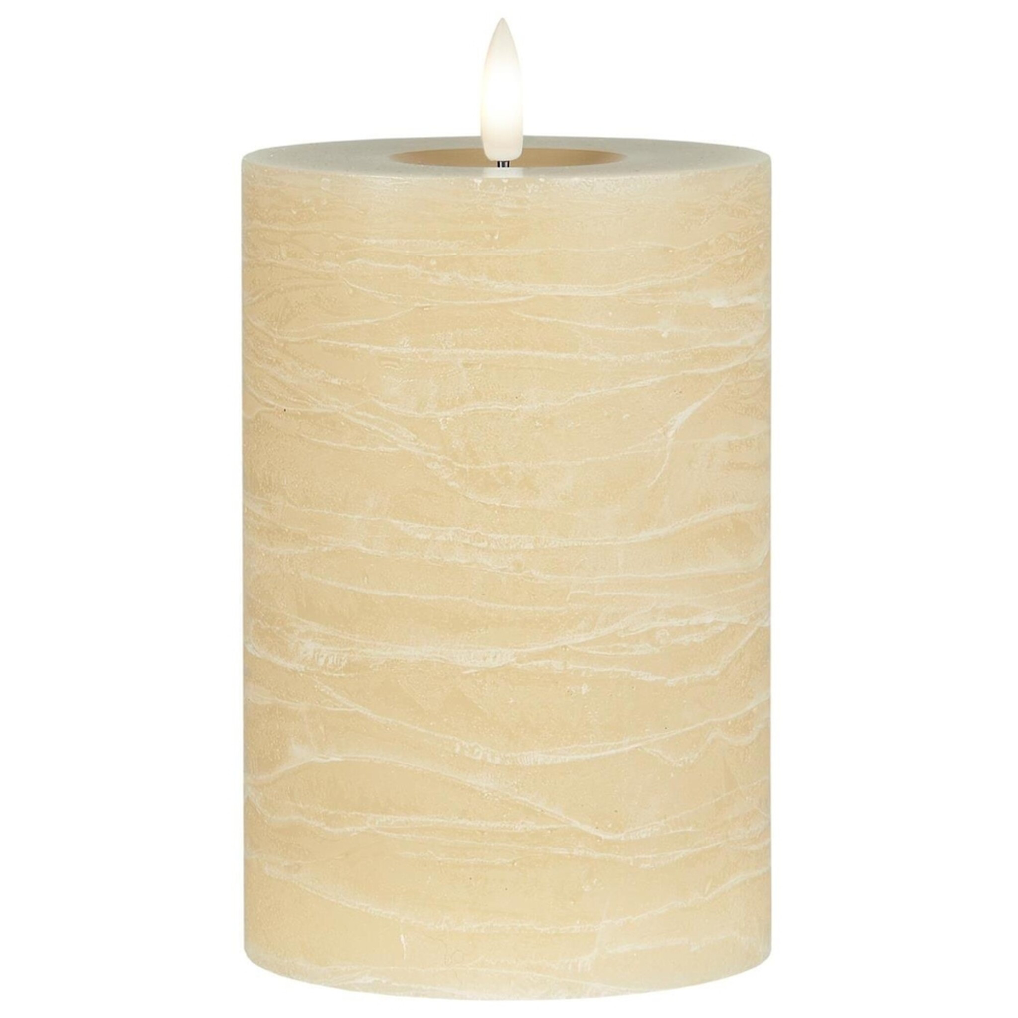 LED-Stumpenkerze mit warmer Flamme, beige Höhe 15, Ø 10 cm