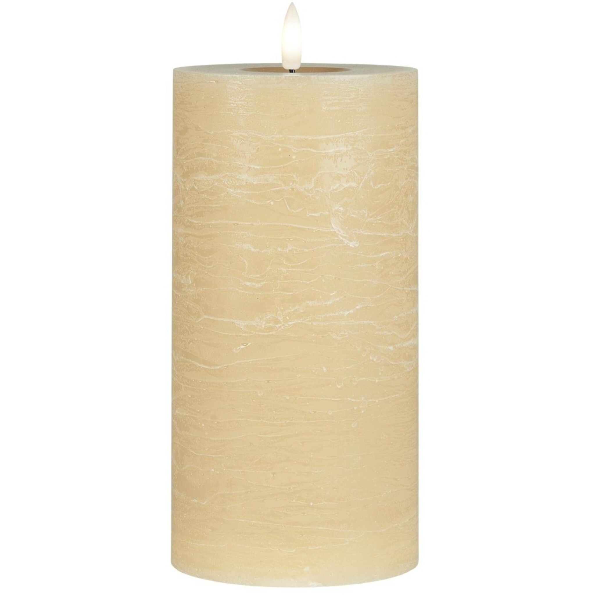LED-Stumpenkerze mit warmer Flamme, beige Höhe 20, Ø 10 cm