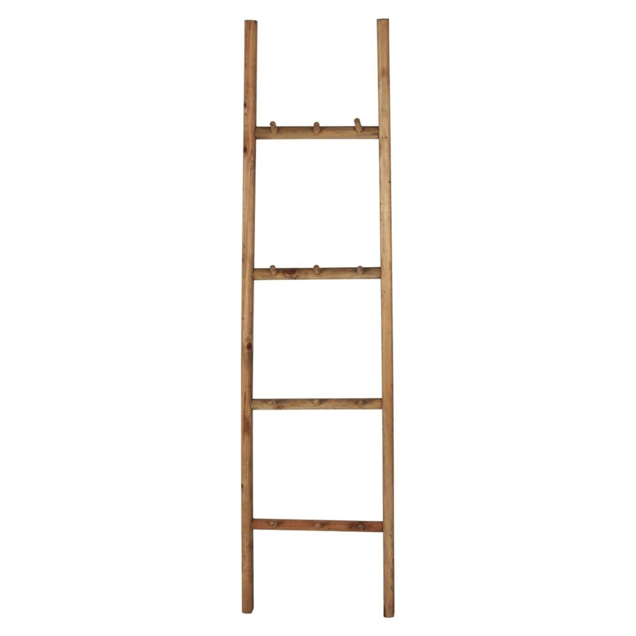 Leiter aus Holz, Display mit 12 Haken, natur 