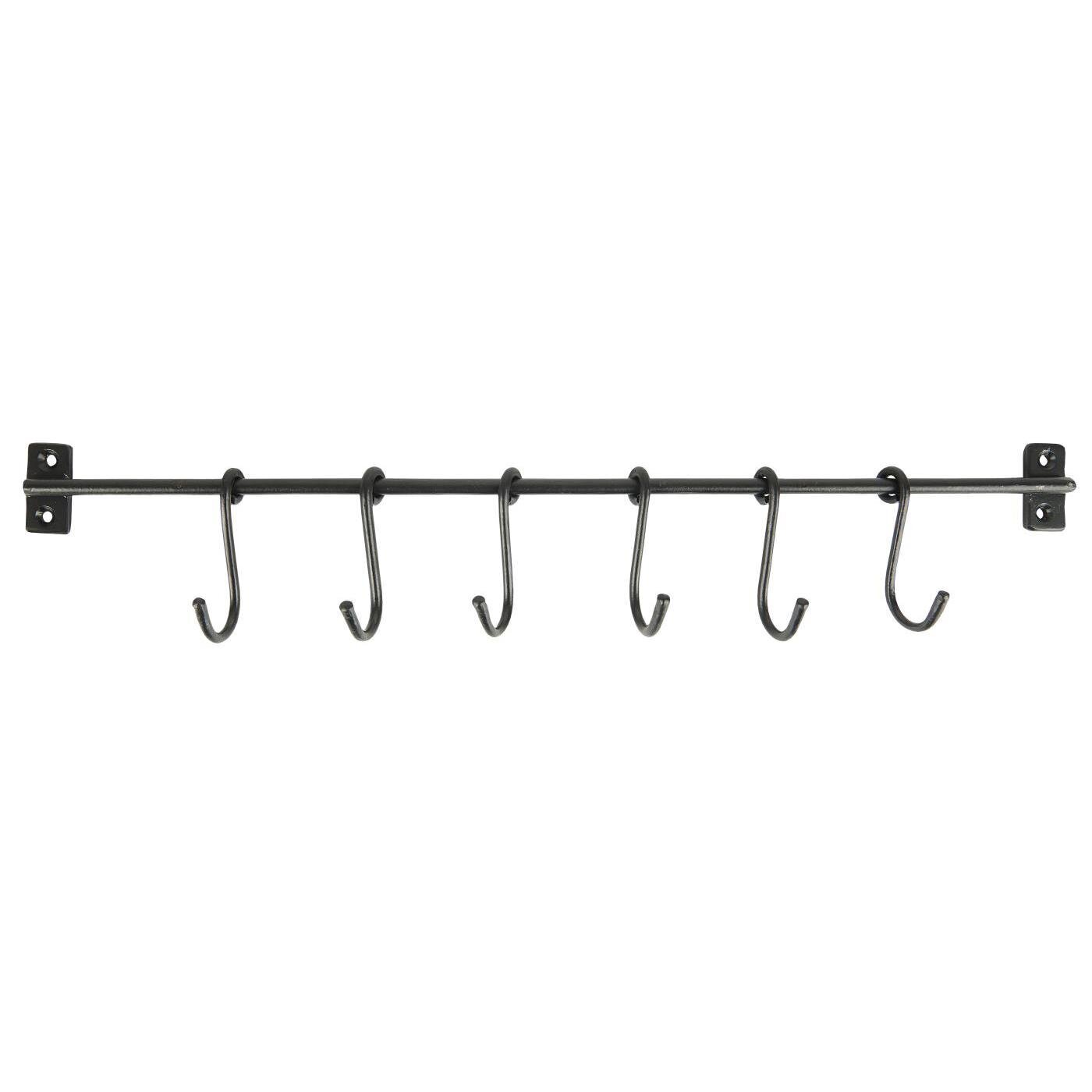 IB Laursen Metall Hakenleiste mit 6 S-Haken, schwarz 