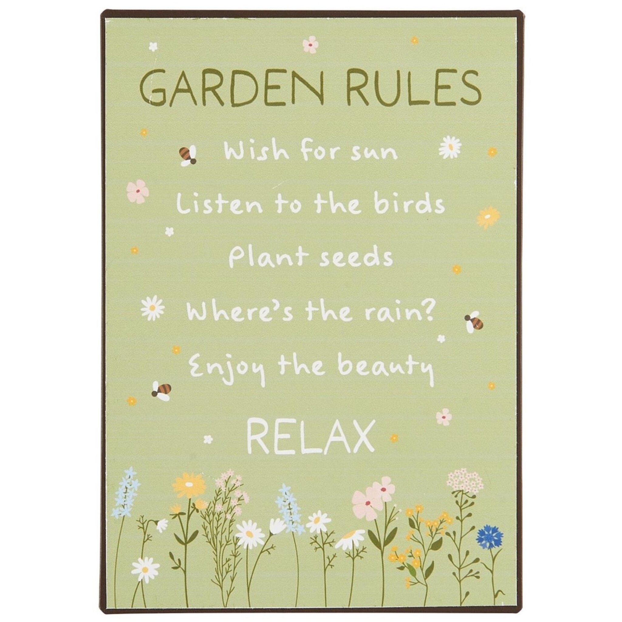 Metallschild Garden Rules, grün 14 x 20 cm