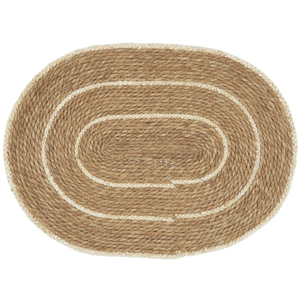 Ovale Seegras Türmatte mit Streifen, natur 