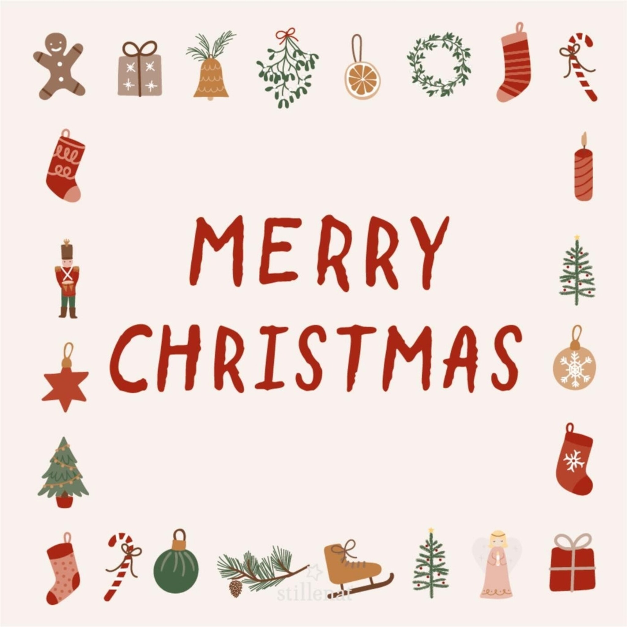 Papier Servietten 16,5x16,5 cm Merry Christmas, rot 