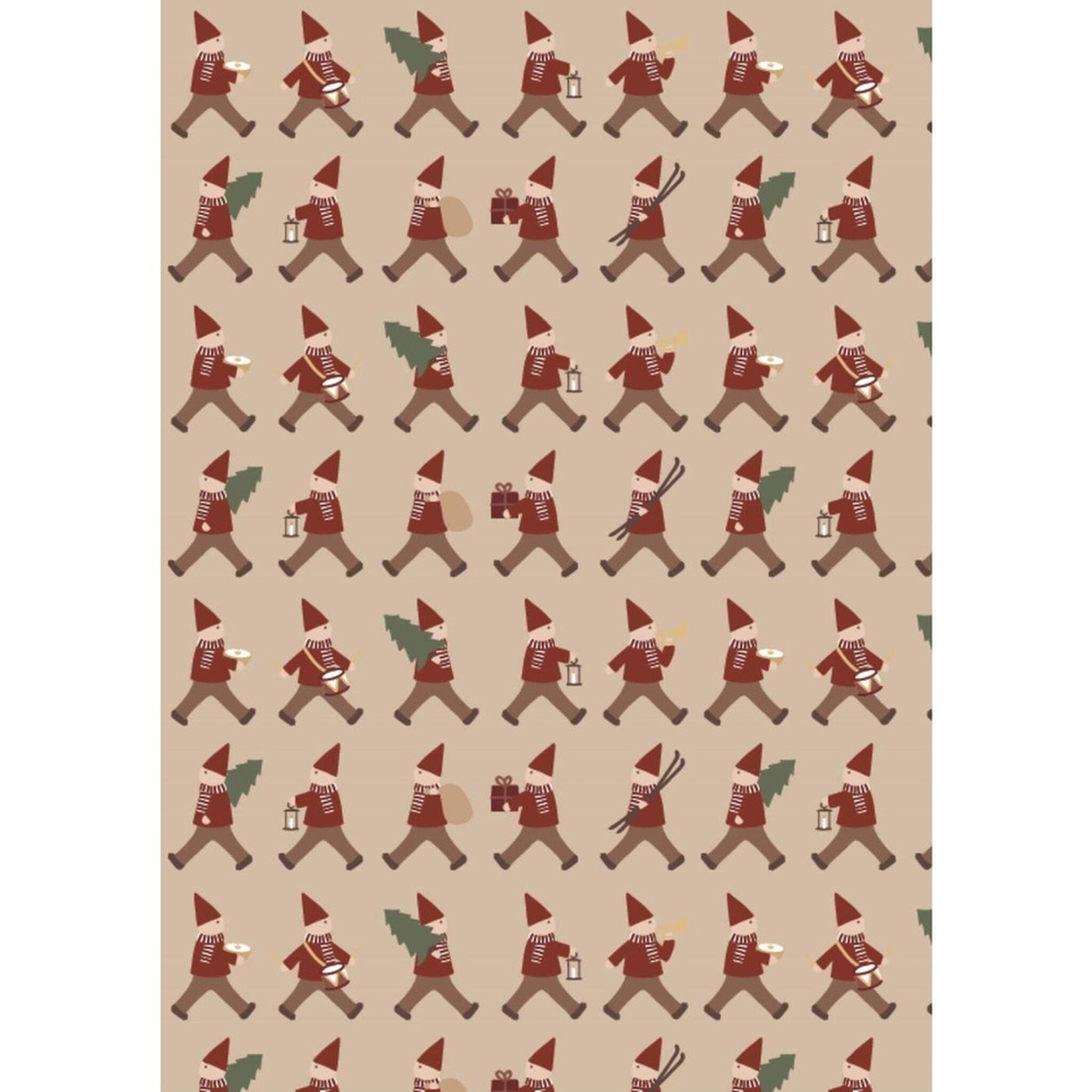 Geschenkpapier-Rolle Wichtelmarsch Stillenat Beige-Rot 5 m