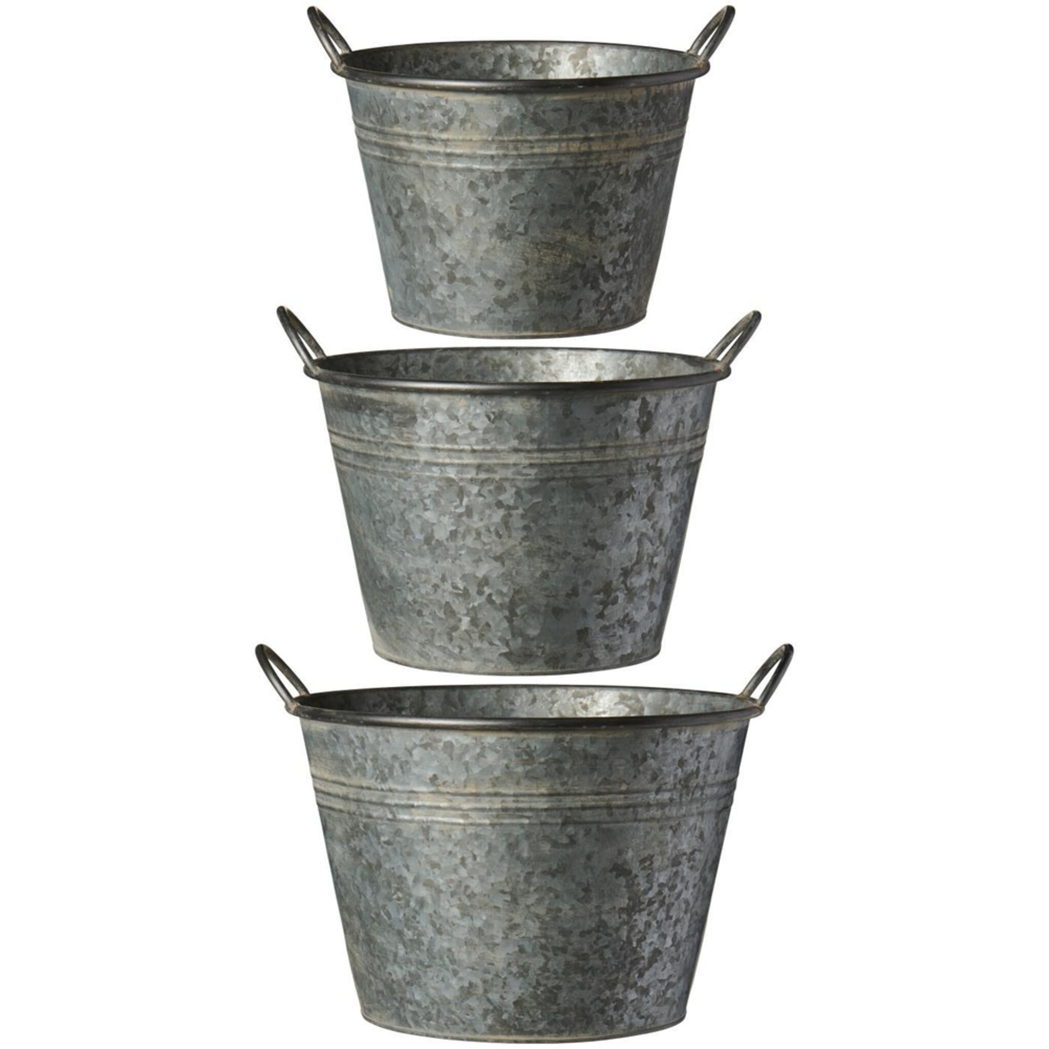 Pflanztöpfe im 3er Set konisch mit Griffen Urban Garden, grau 