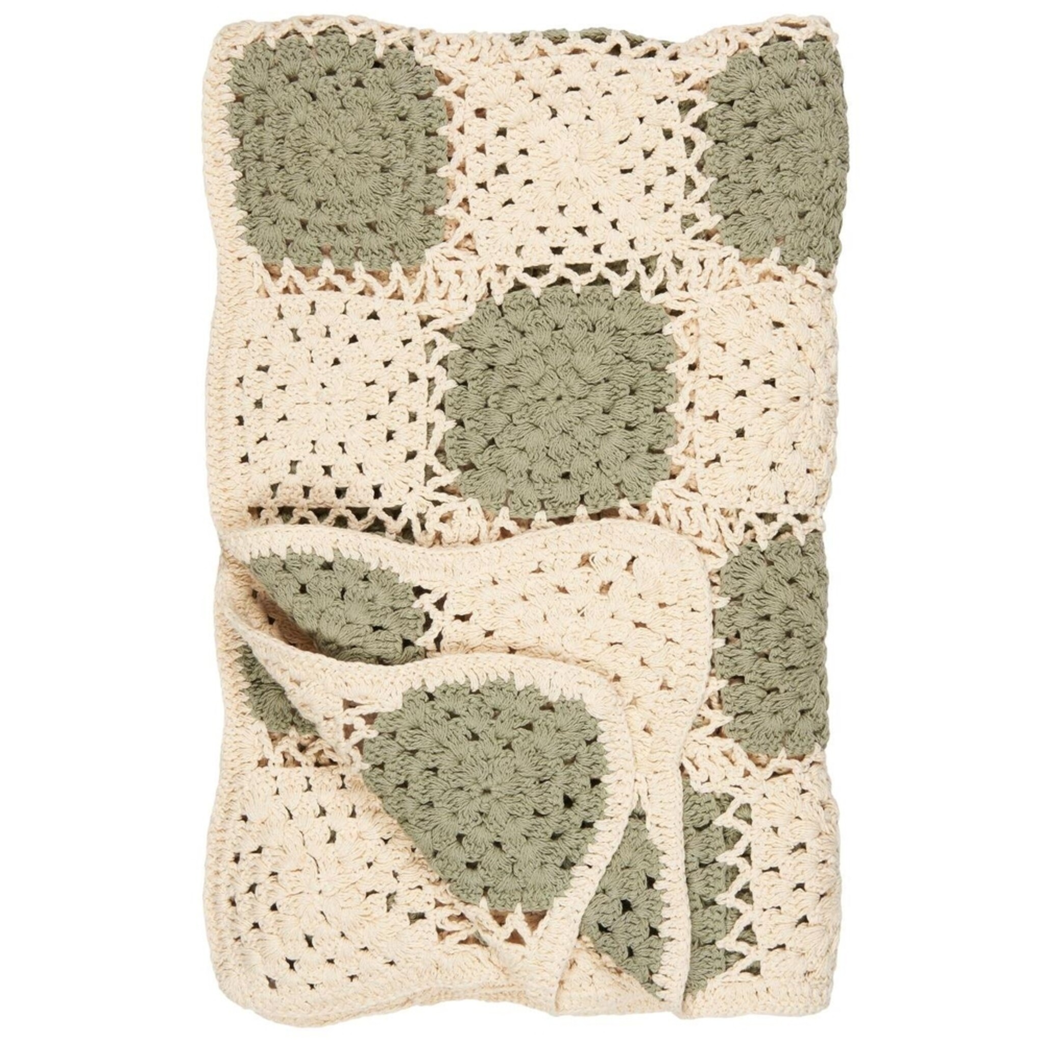 Plaid gehäkelt mit Karomuster, creme 