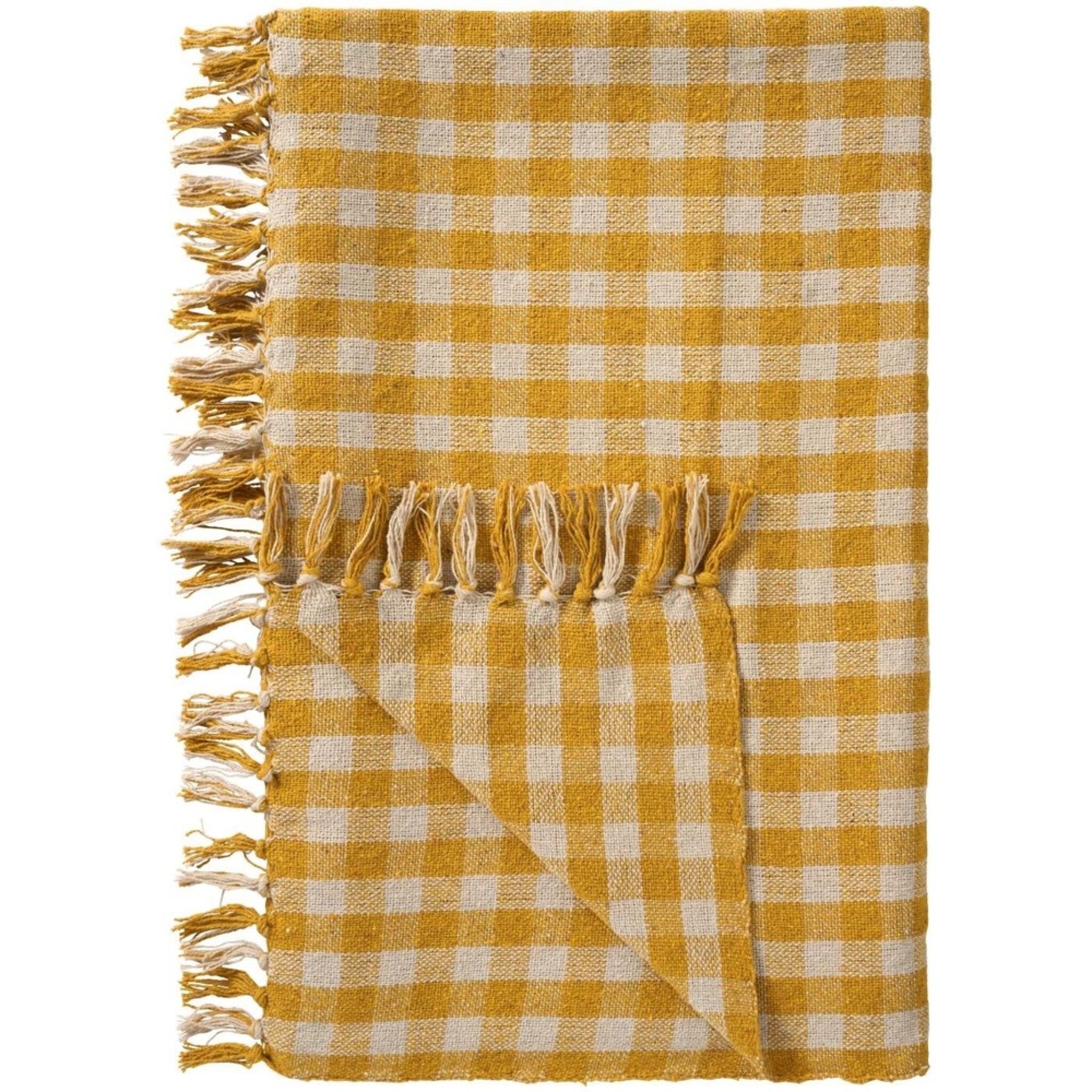 IB Laursen Plaid natur/gelb kariert Baumwolldecke, gelb 