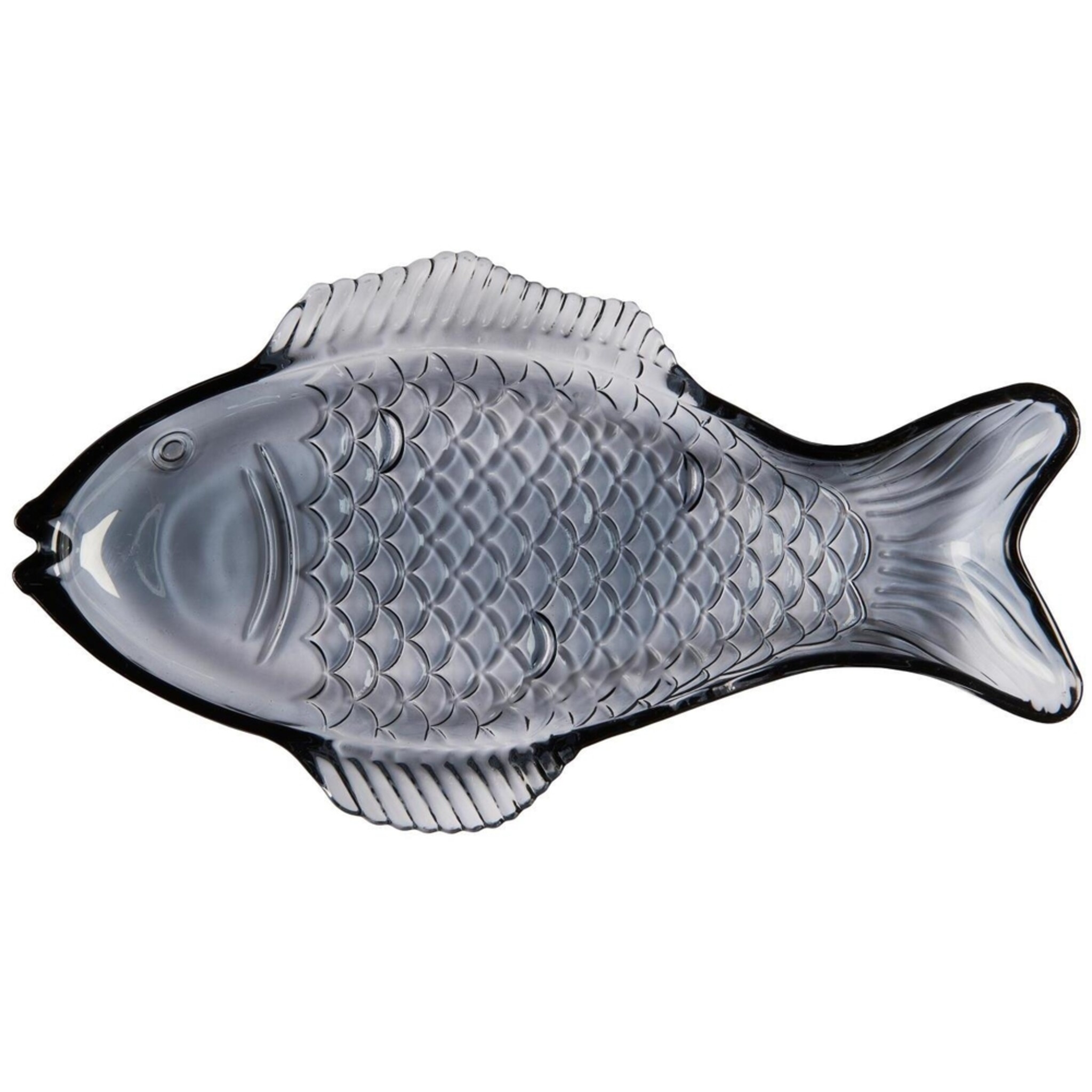 Platte fischförmig aus Glas, blau 28 x 15 x 3 cm