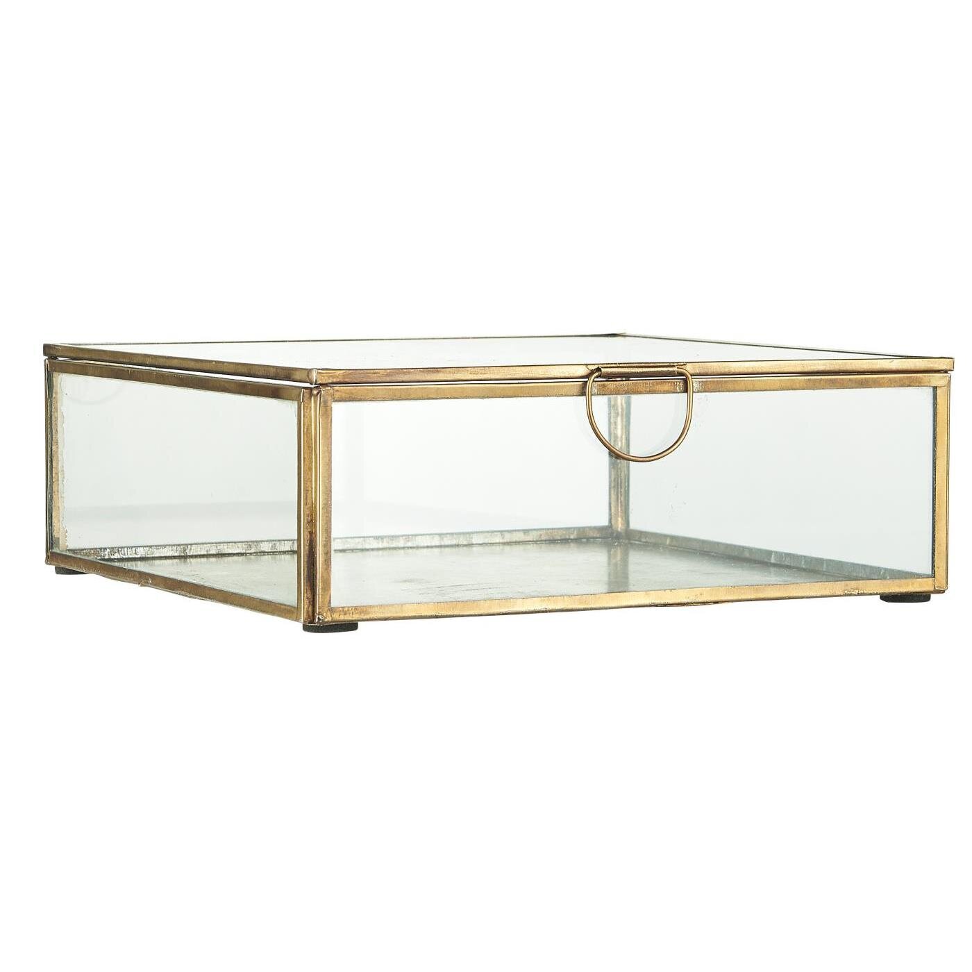 Quadratische Glasbox mit Deckel, gold 